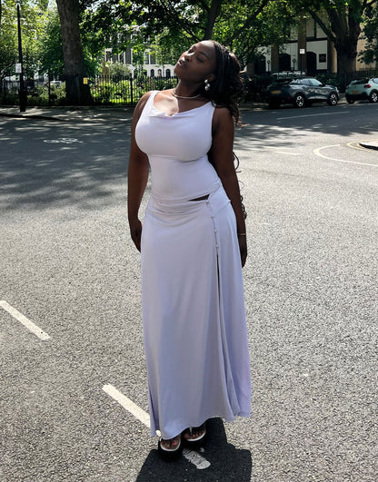 Labelrail x Sumbo Owoyele wrap detail slinky midaxi skirt co-ord in lilac