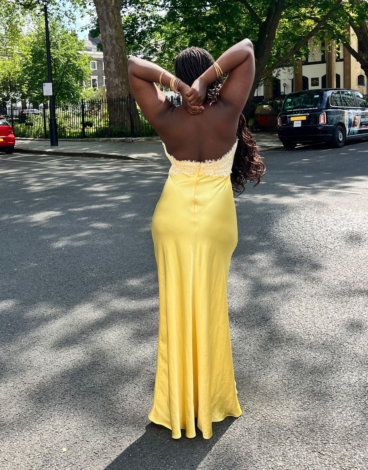 Labelrail x Sumbo Owoyele lace detail camisole satin maxi dress in yellow