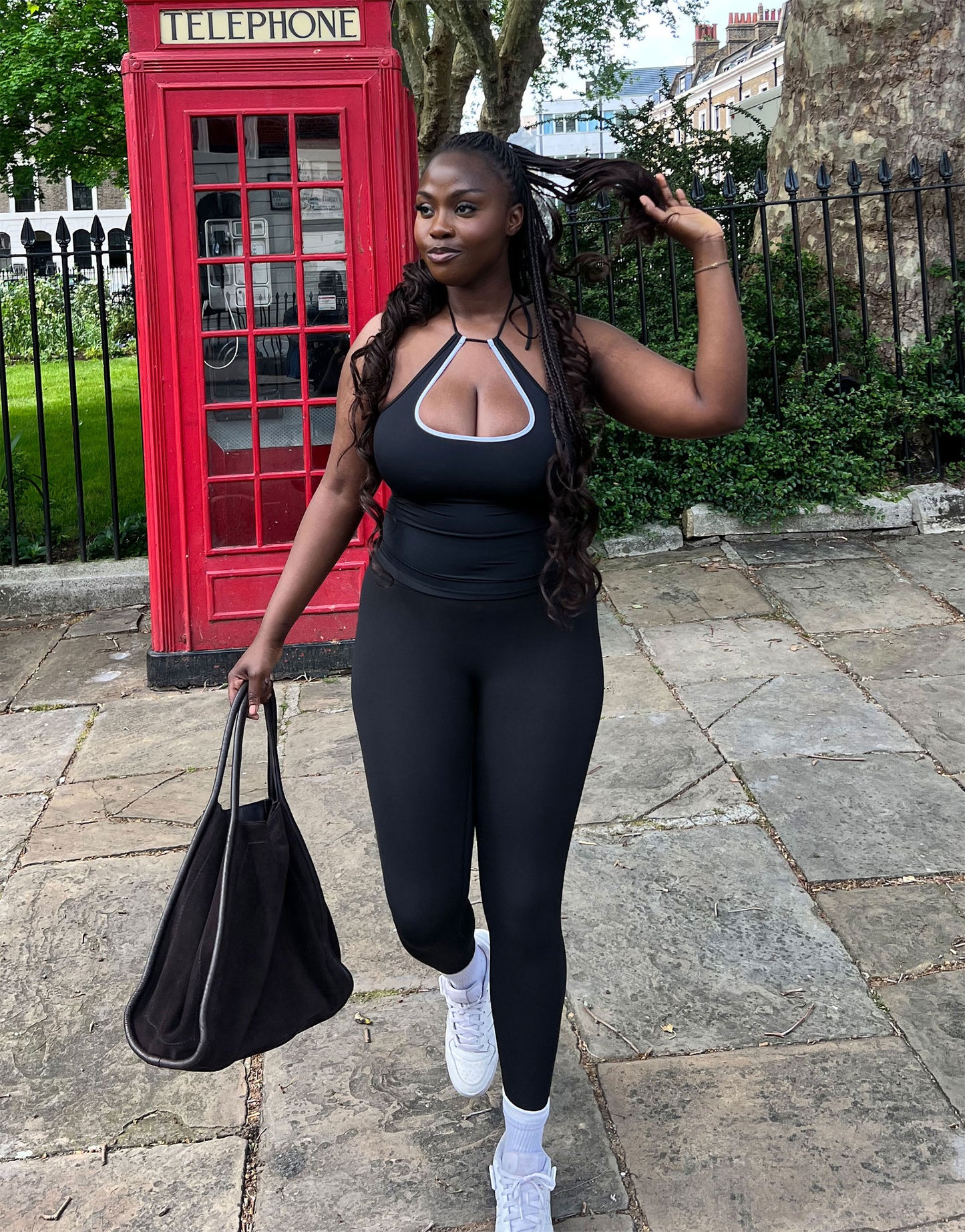 Labelrail x Sumbo Owoyele slinky keyhole detail halter top in black