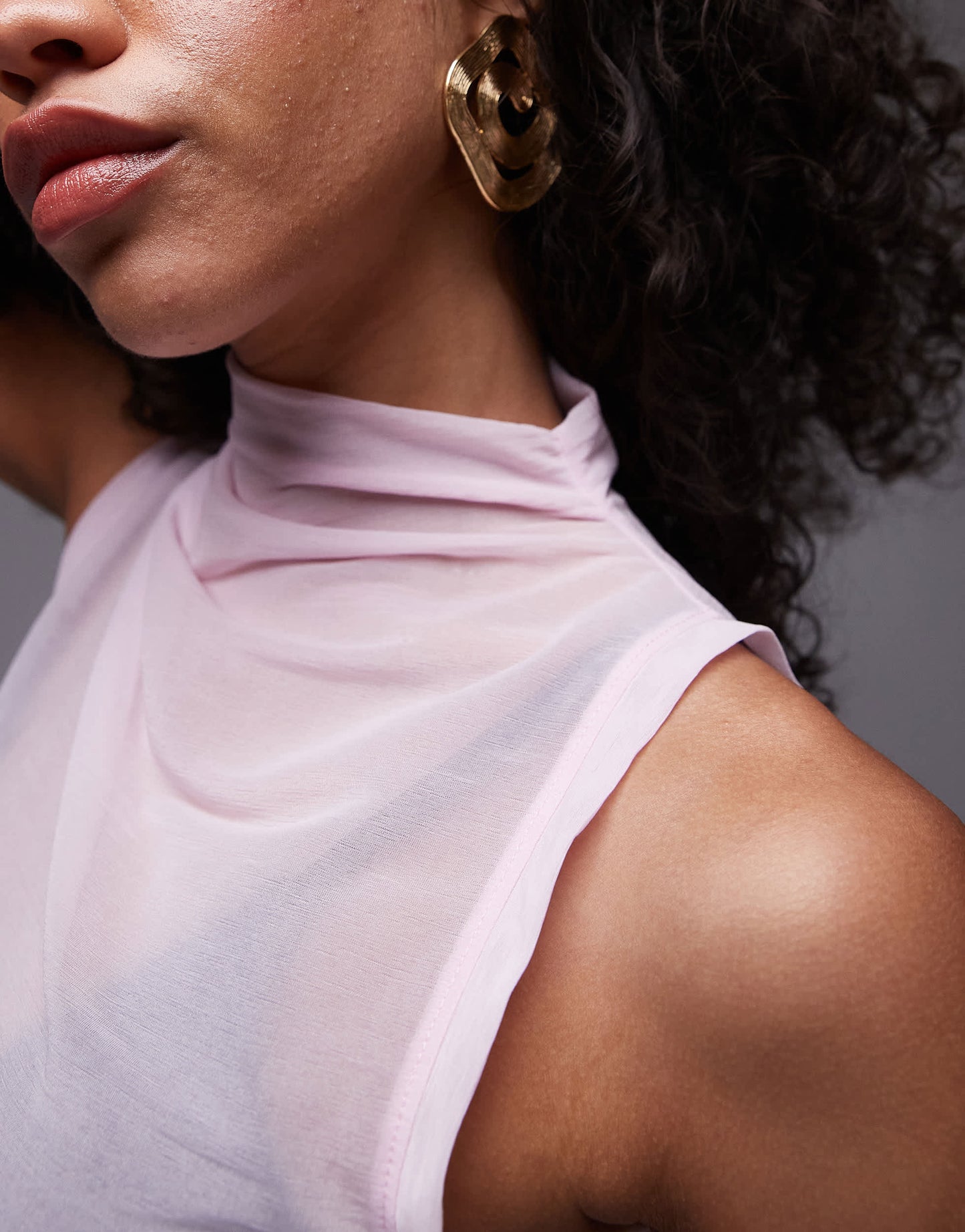Topshop asymmetric sheer sleeveless top in pink