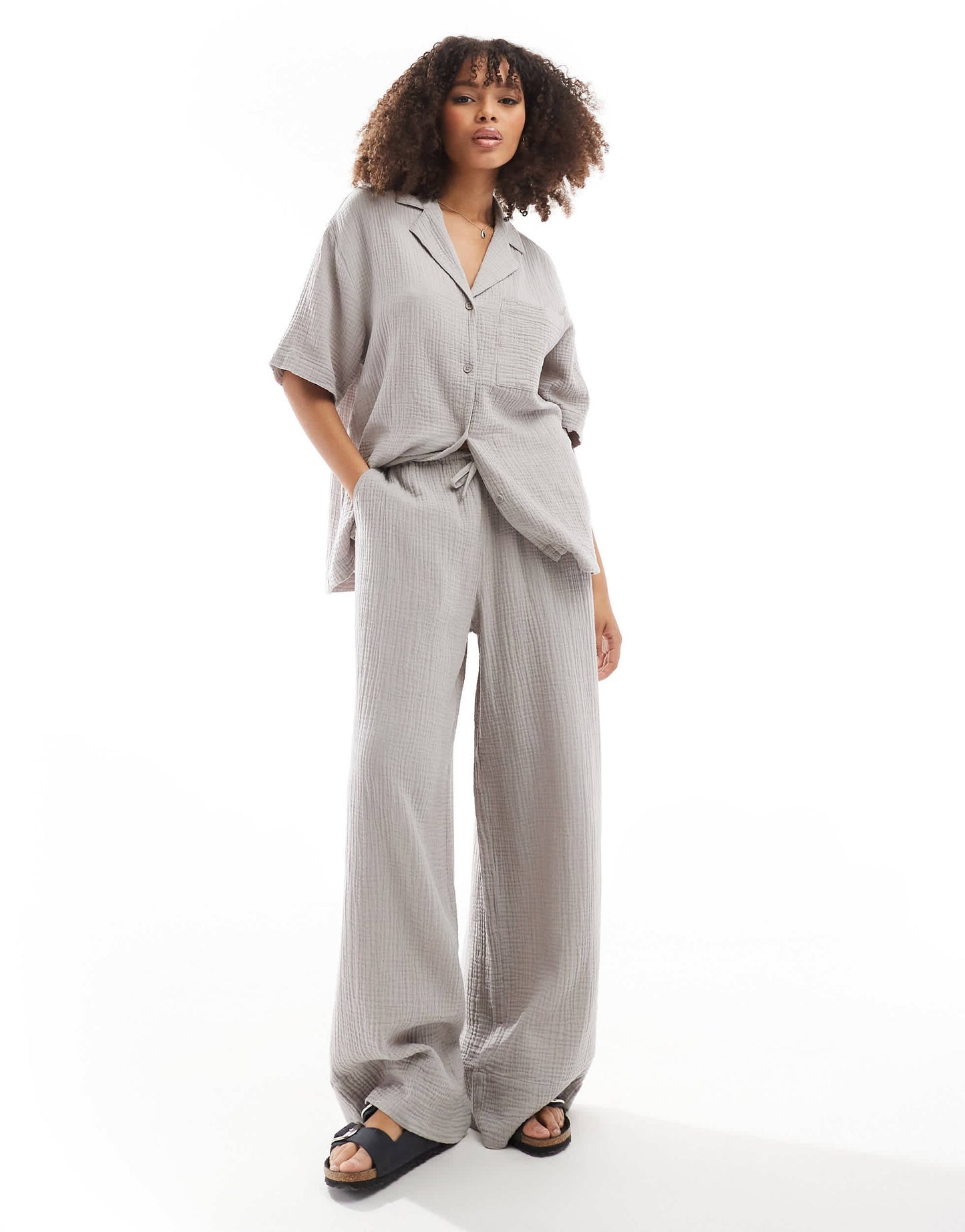 ASOS DESIGN cheesecloth shirt in grey