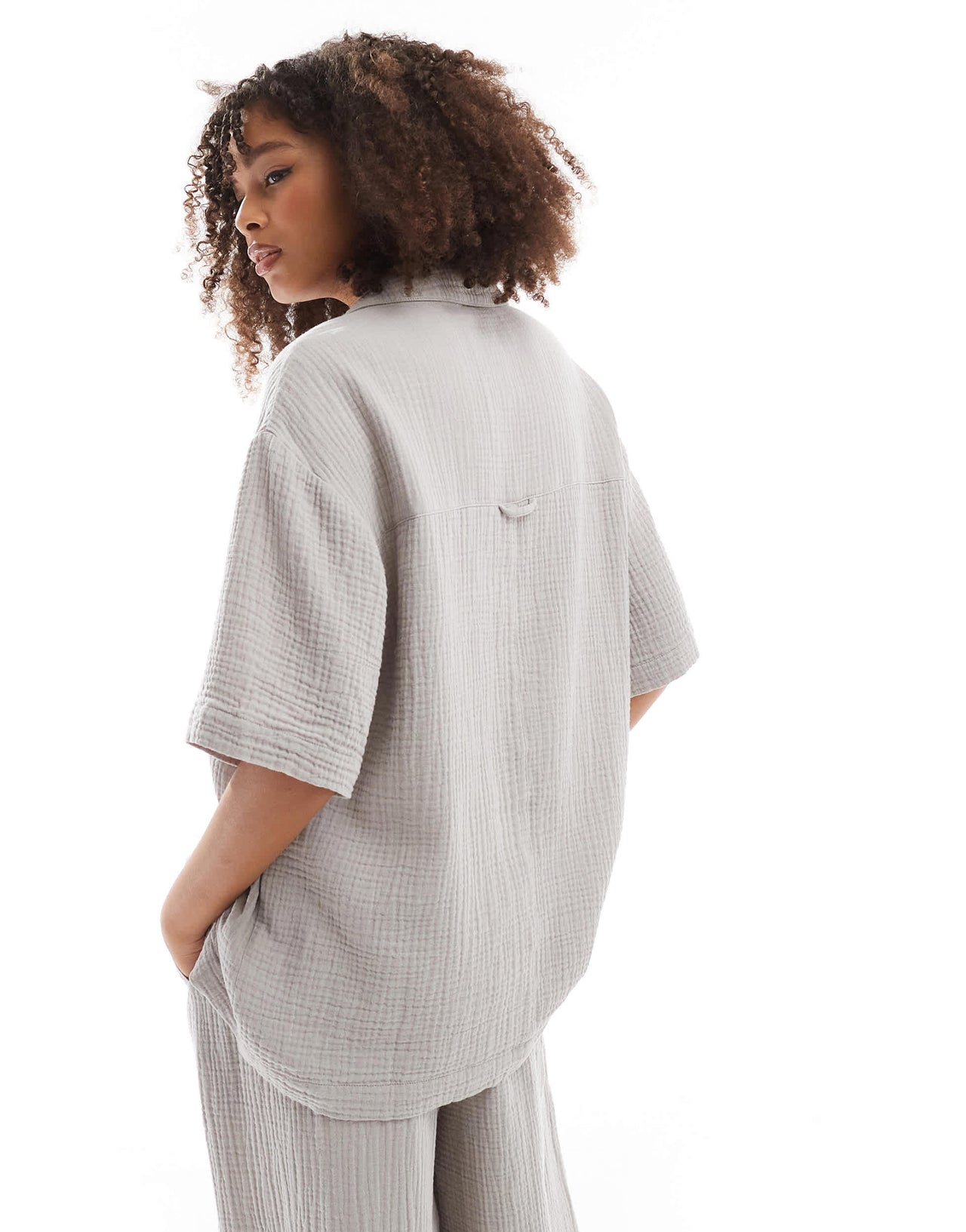 ASOS DESIGN cheesecloth shirt in grey