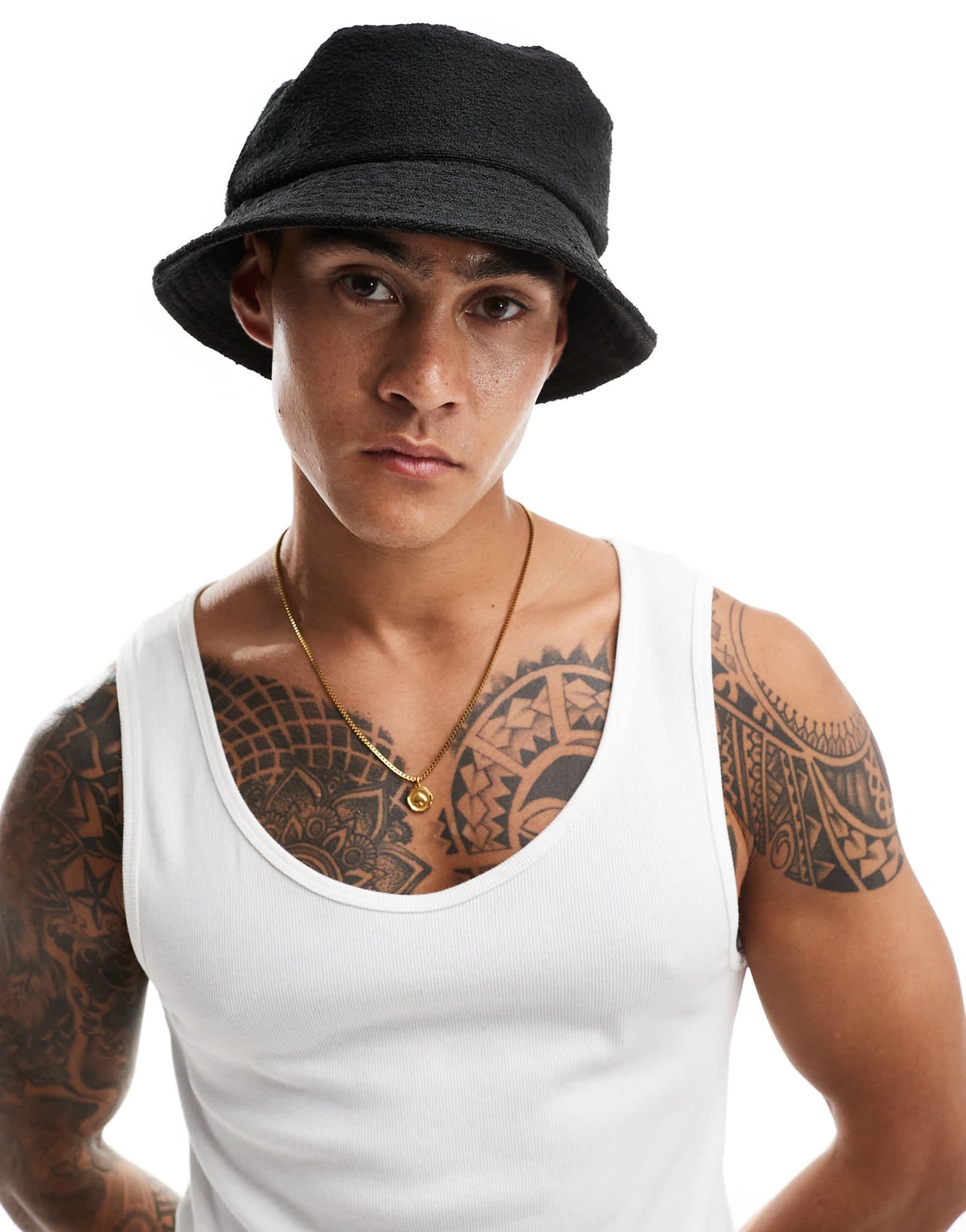 ASOS DESIGN textured bucket hat in black