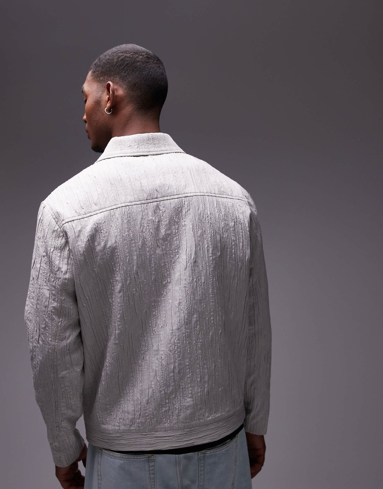 Topman premium textured harrington jacket in stone