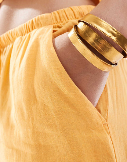 JDY linen mix straight leg trouser co-ord in orange