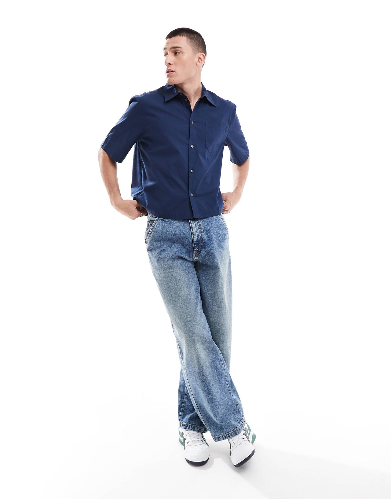 Weekday Tom short sleeve shirt in navy