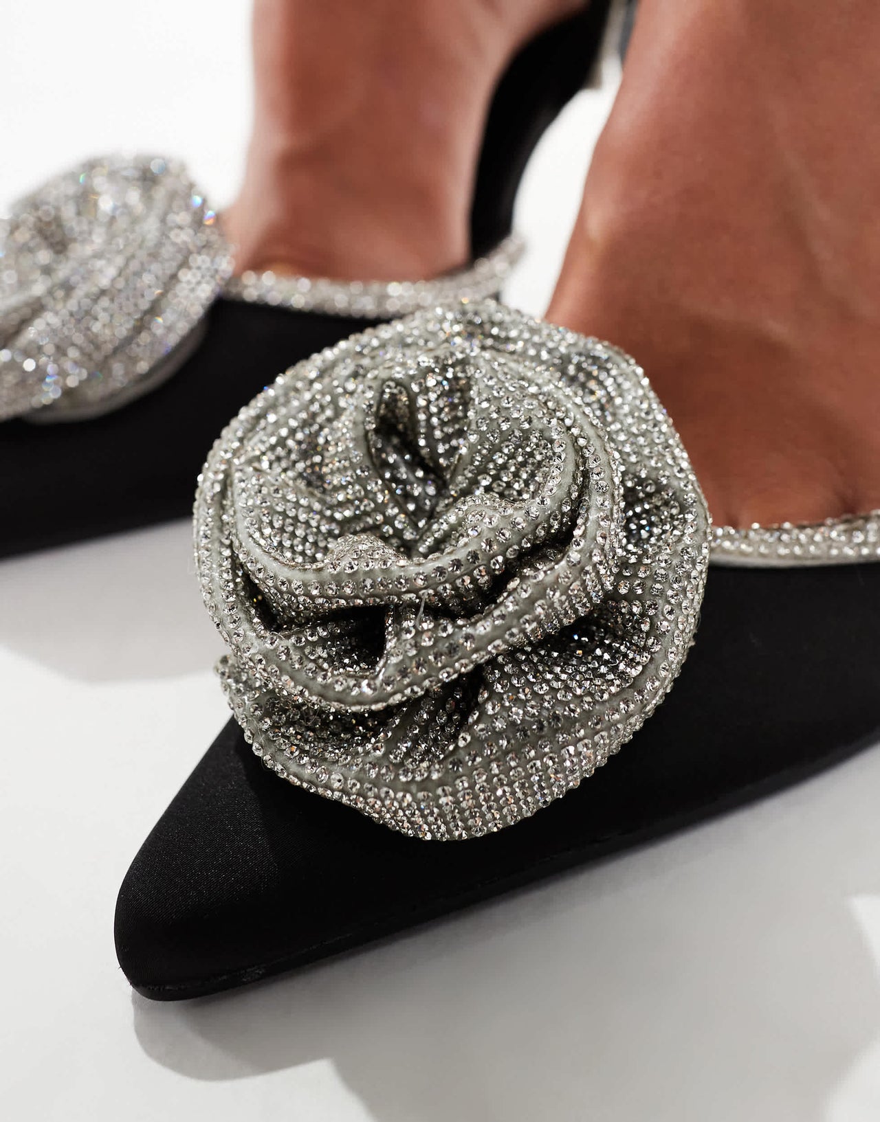 Public Desire Heavenly Wide Fit corsage heeled shoes in black