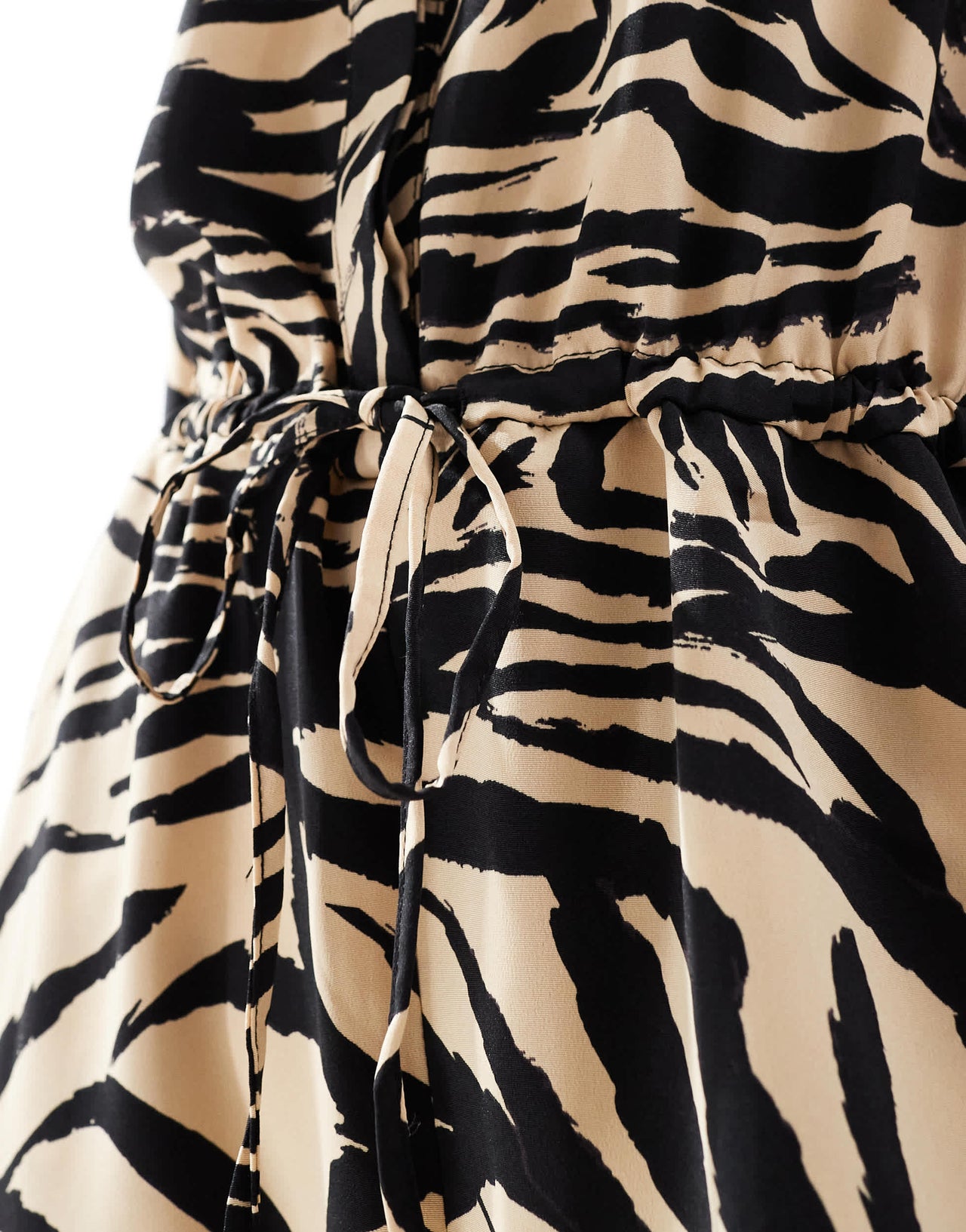 Monki oversized jumpsuit with collar in beige animal print