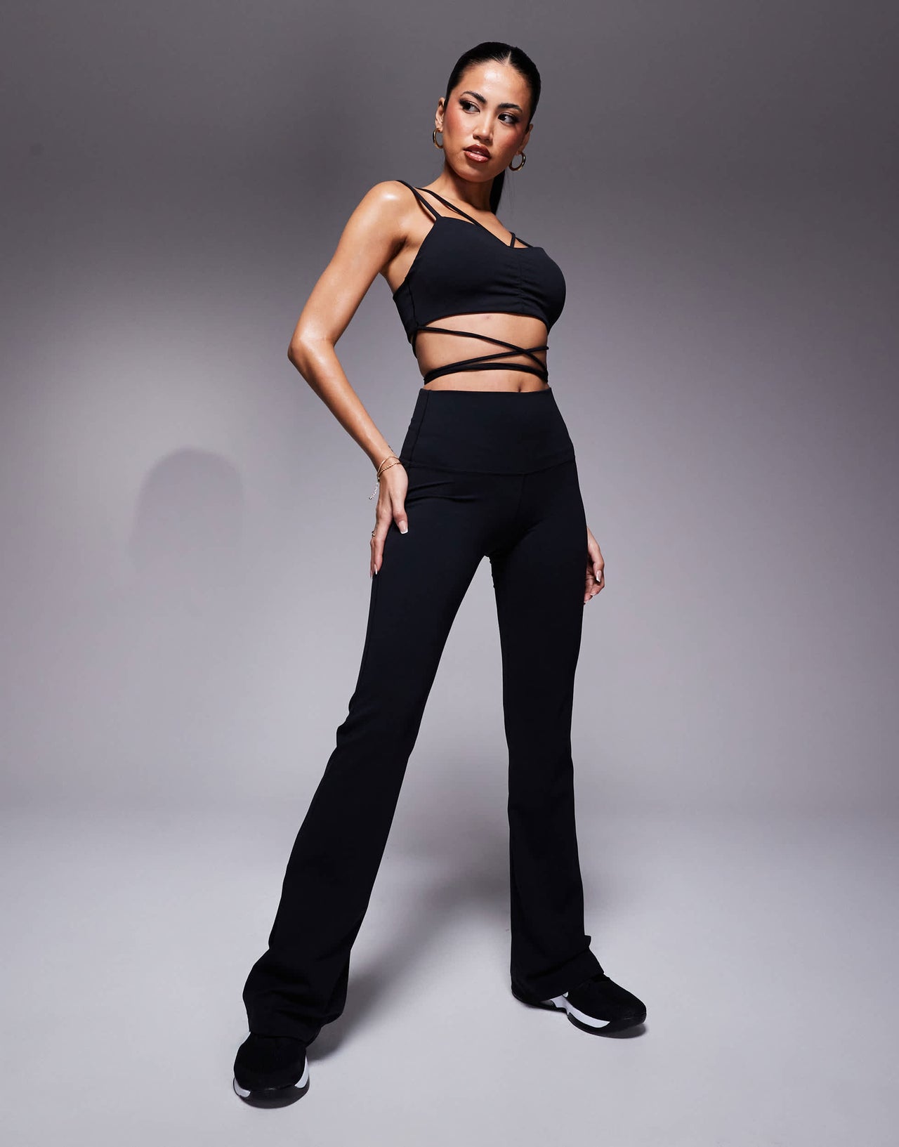 Nike Training Zenvy Yoga strappy wrap light support sports bra in black