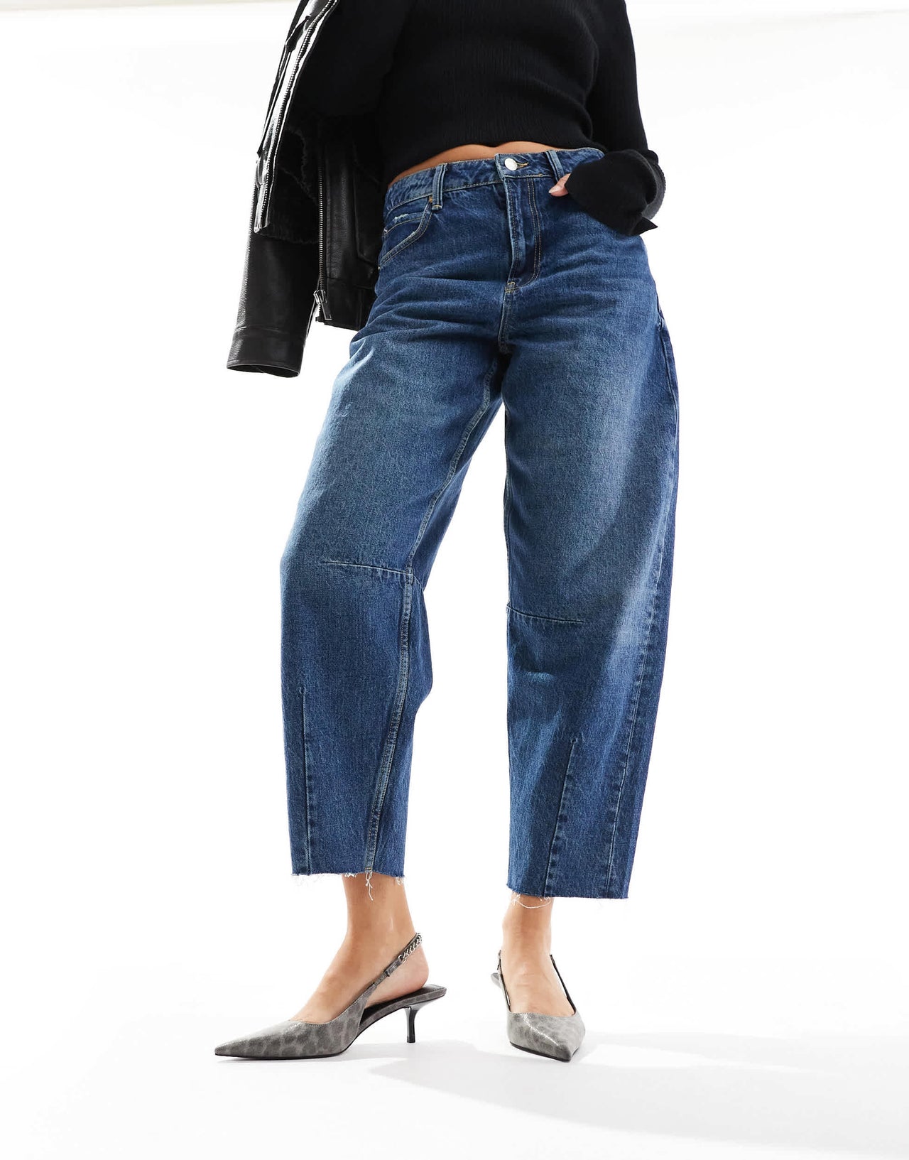 ASOS DESIGN Sharp mid heeled shoes in grey leopard