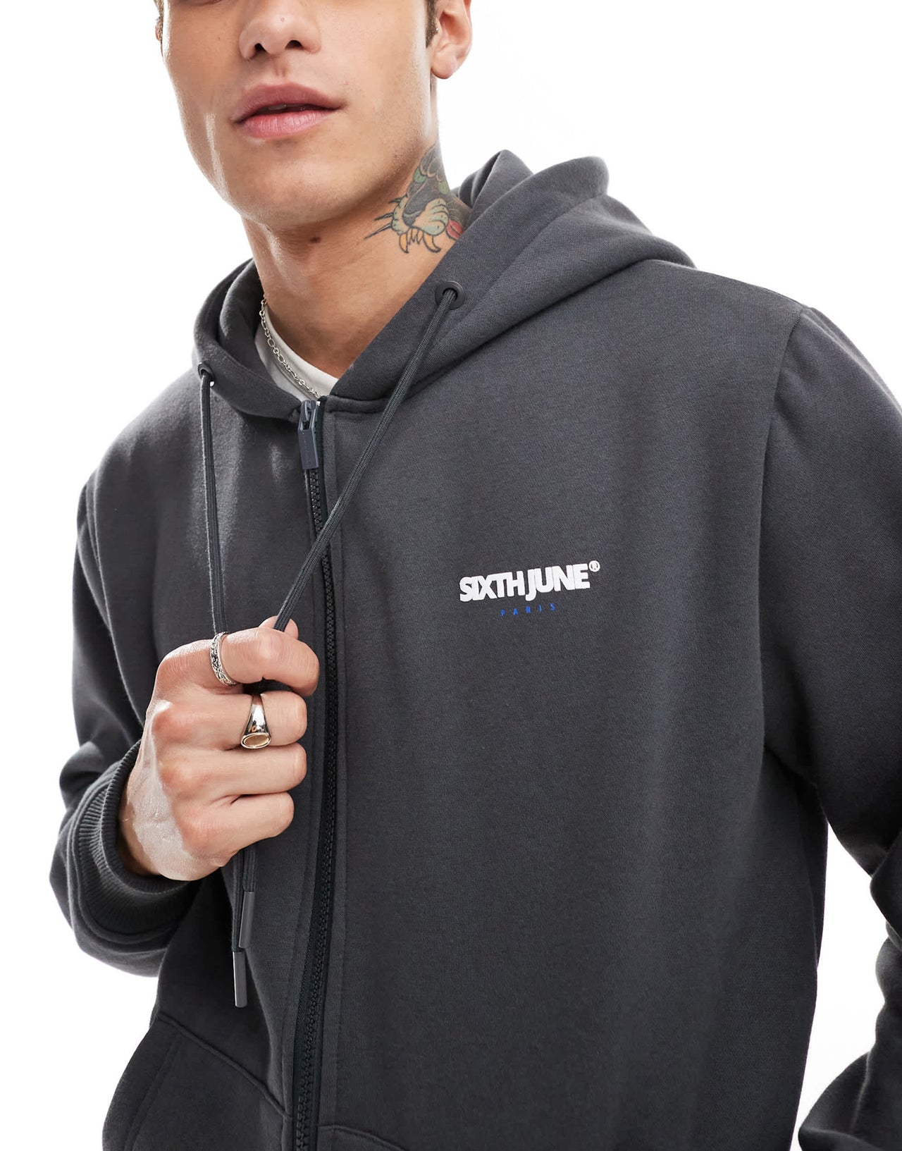 Sixth June printed motif zip hoodie co-ord in grey