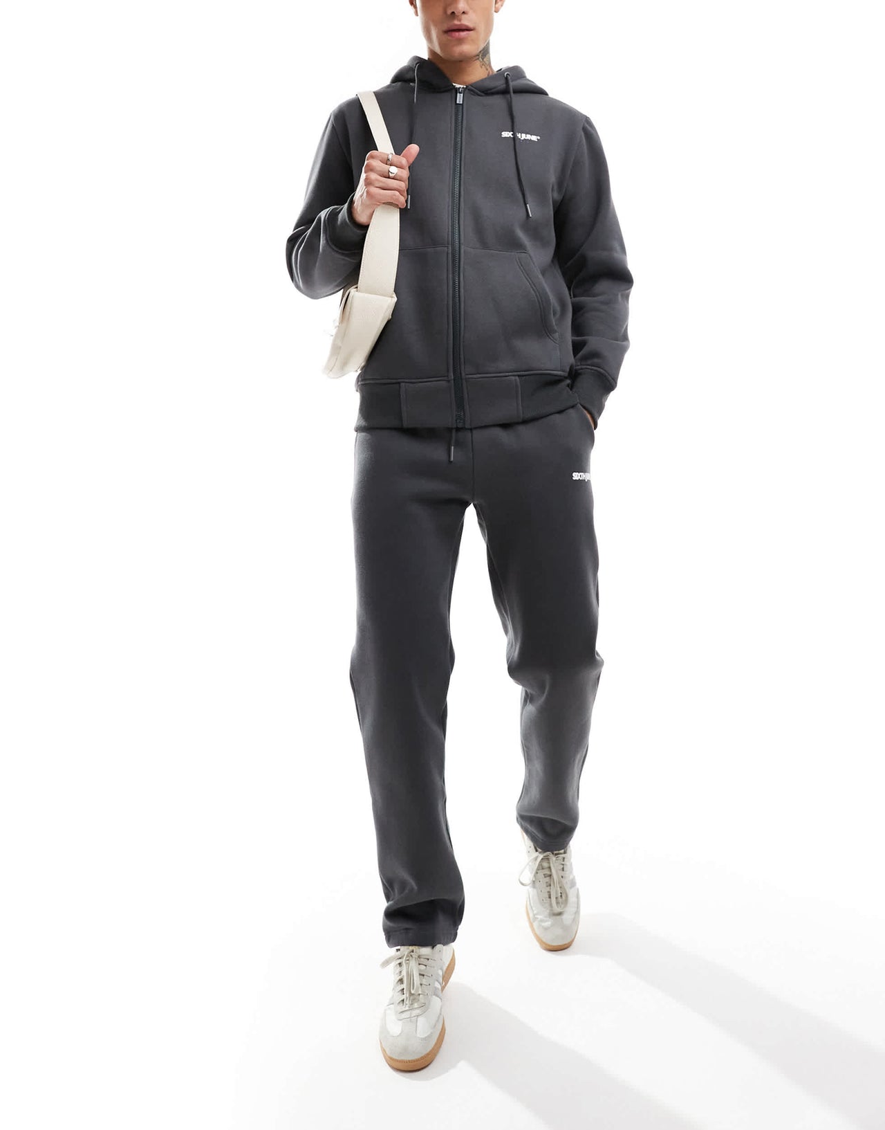 Sixth June printed motif zip hoodie co-ord in grey