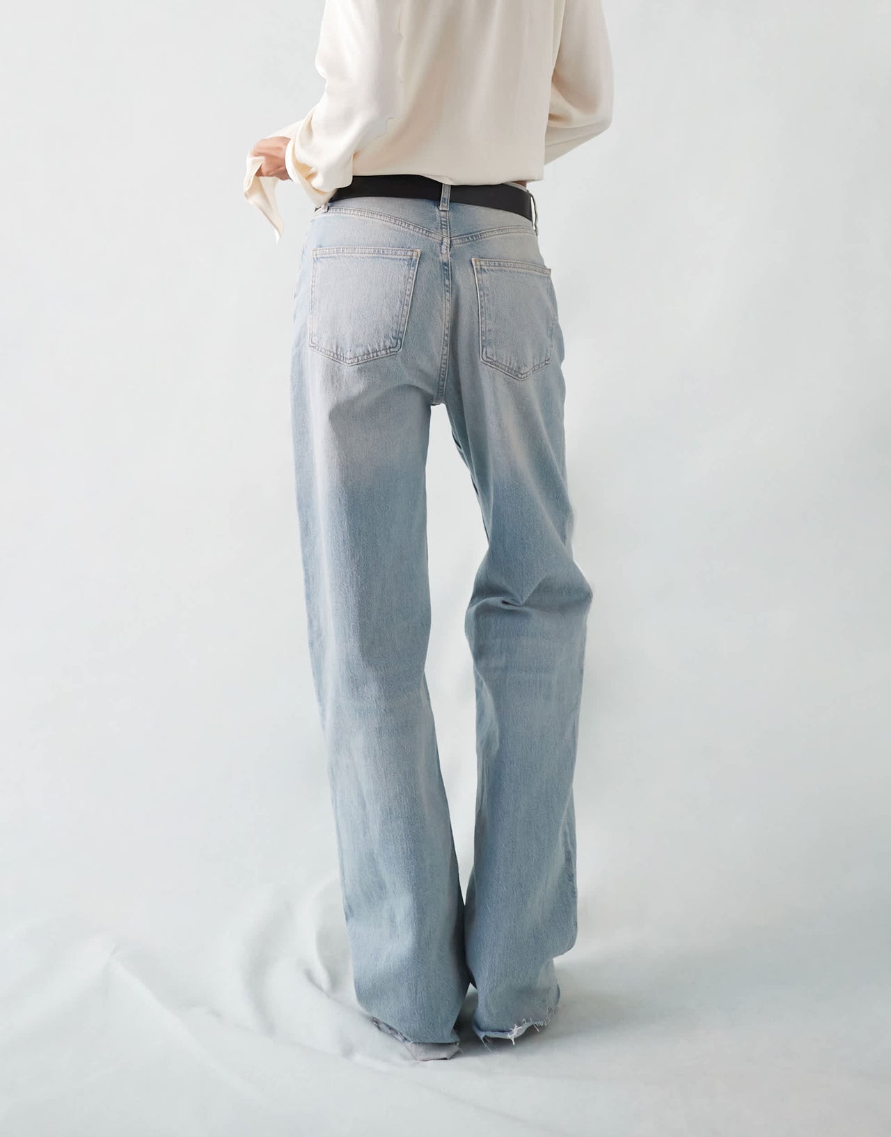 Mango relaxed slim washed front jeans in light blue