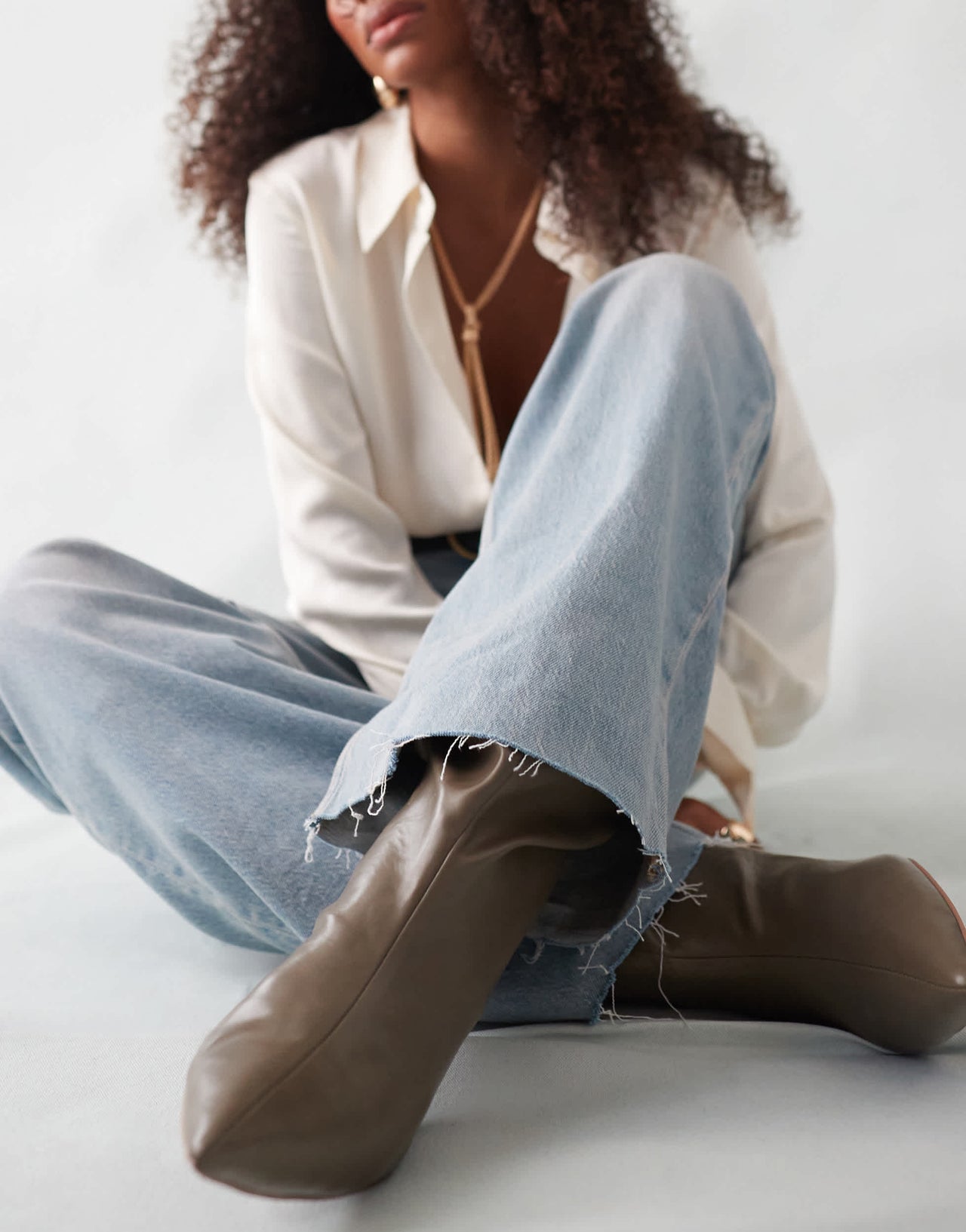 Mango relaxed slim washed front jeans in light blue