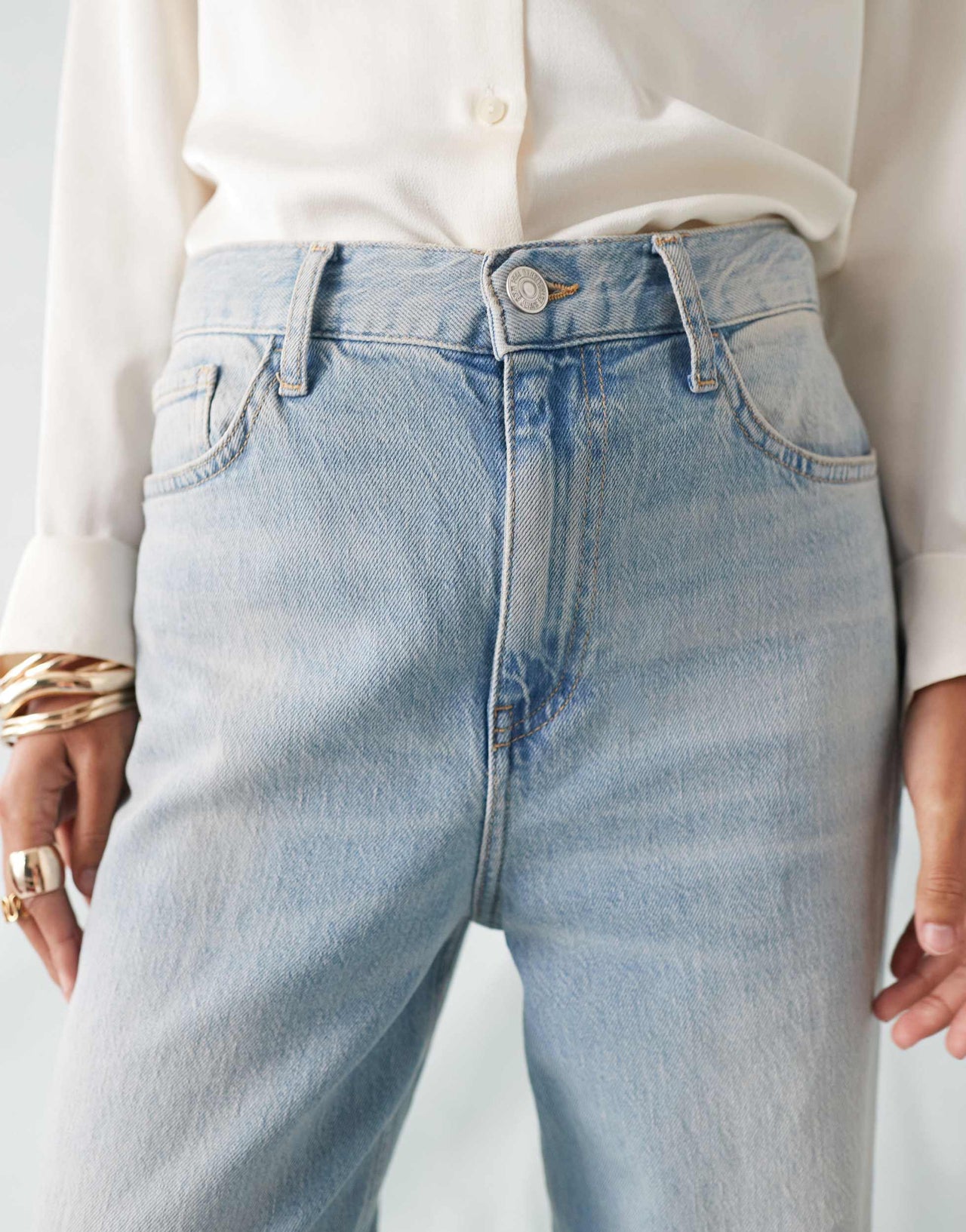 Mango relaxed slim washed front jeans in light blue