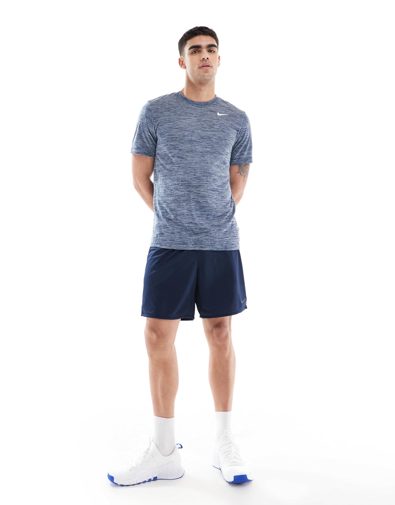 Nike Training Dri-Fit Reset melange t-shirt in blue