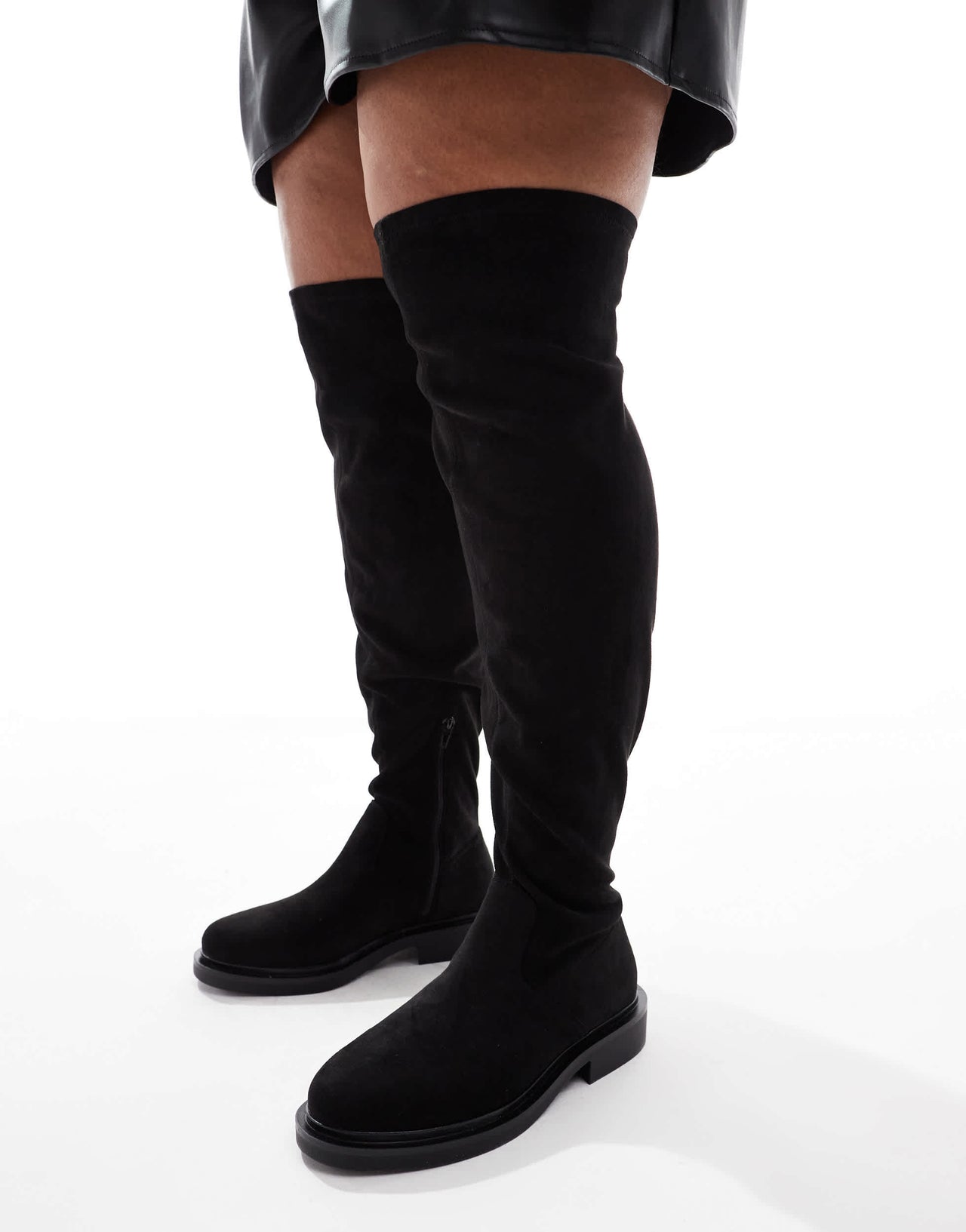 ASOS DESIGN Curve Kaylee smart flat over the knee boots in black