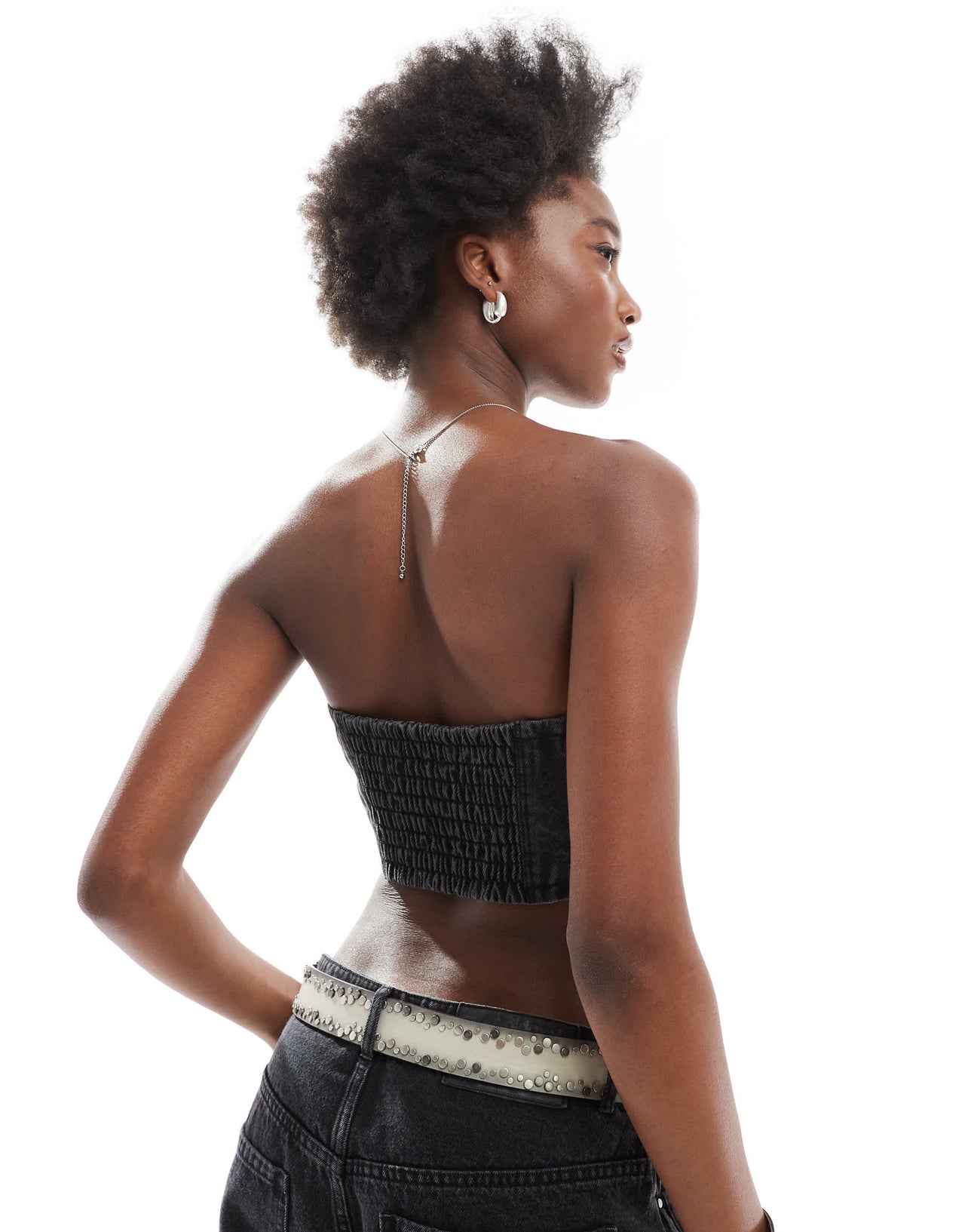 adidas Originals Adilenium denim tube top co-ord in black