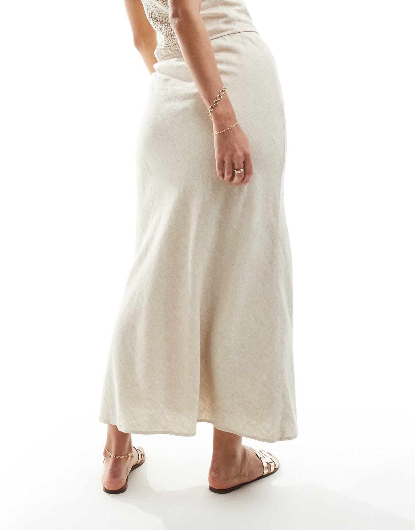 Abercrombie & Fitch linen blend bias cut maxi skirt in oatmeal co-ord
