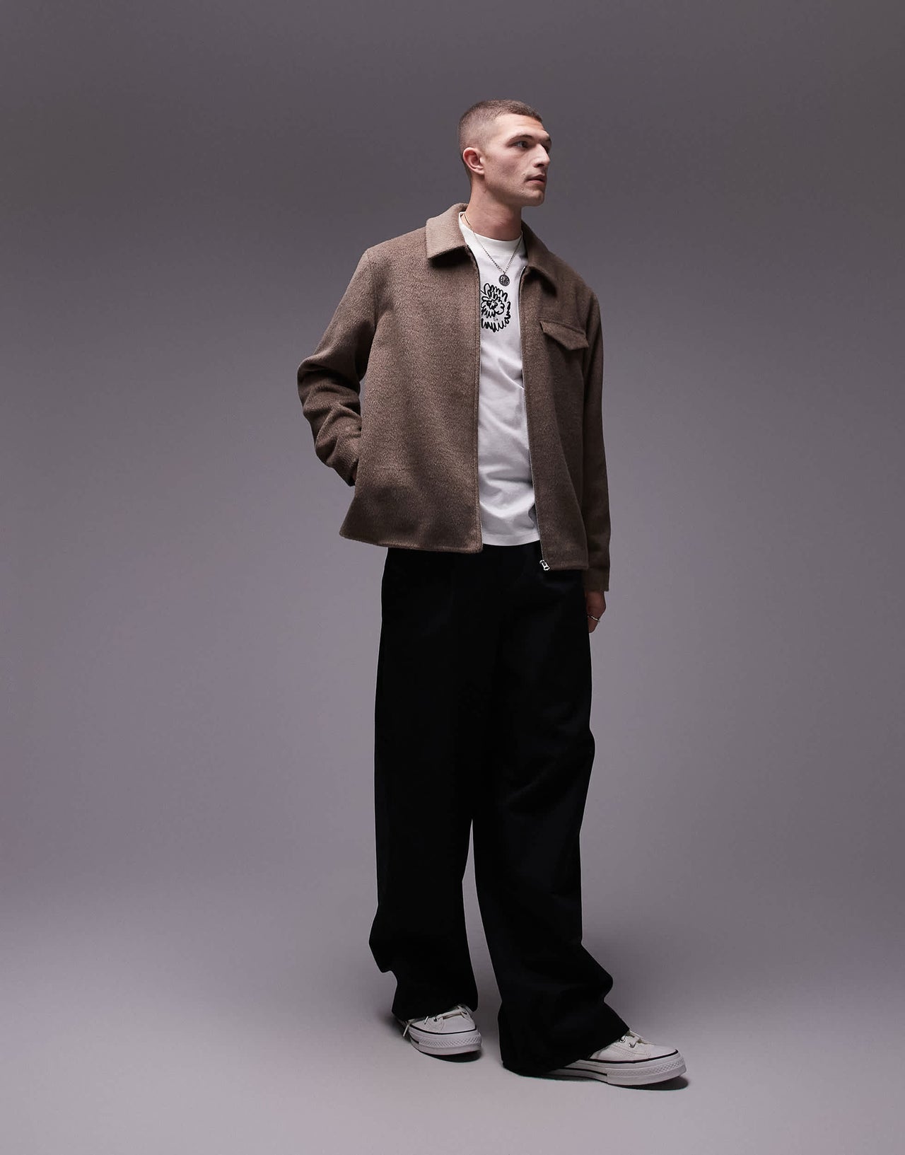 Topman wool look shacket in oatmeal