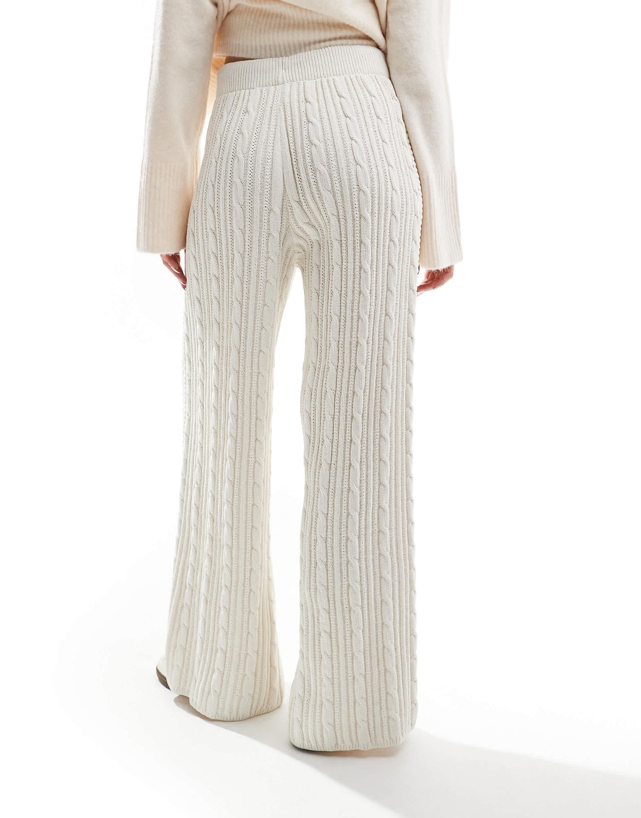adidas Originals cable knit trefoil logo knitted trousers bottoms in white