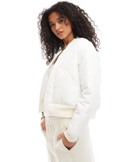 SNDYS pocket detail padded bomber jacket in cream