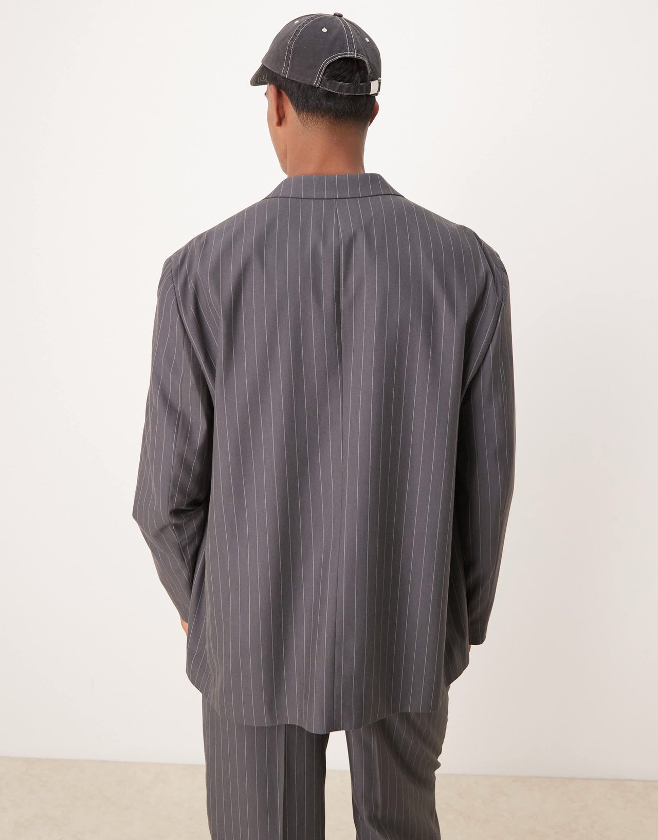 ASOS DESIGN oversized slouchy blazer in charcoal pin stripe