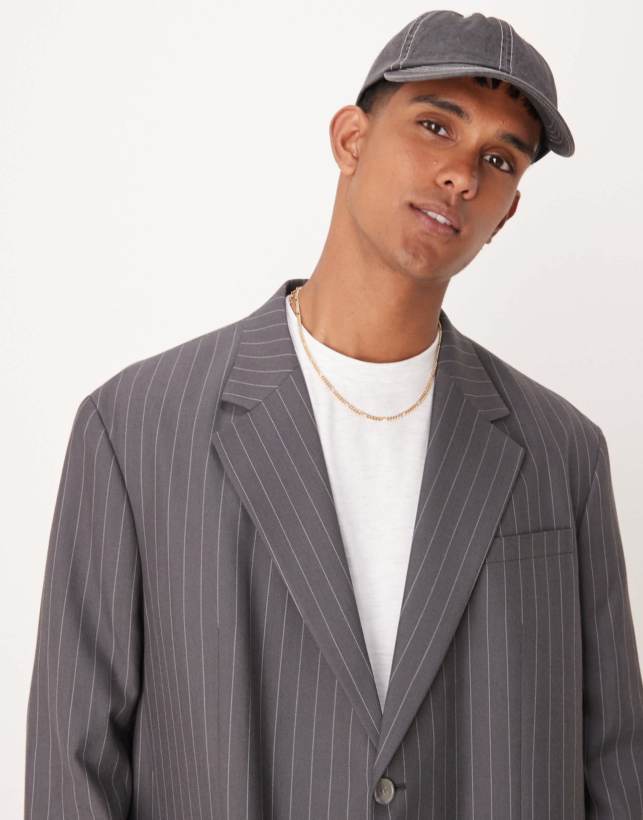 ASOS DESIGN oversized slouchy blazer in charcoal pin stripe