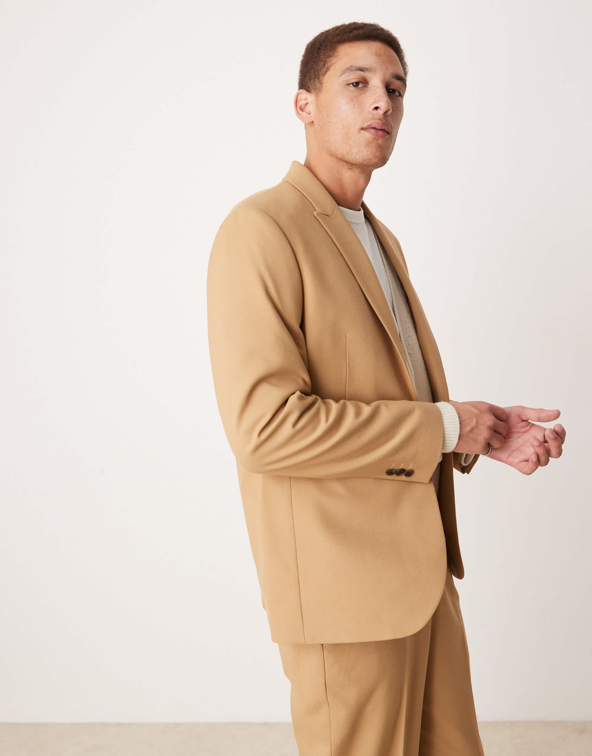 ASOS DESIGN regular suit jacket in camel twill