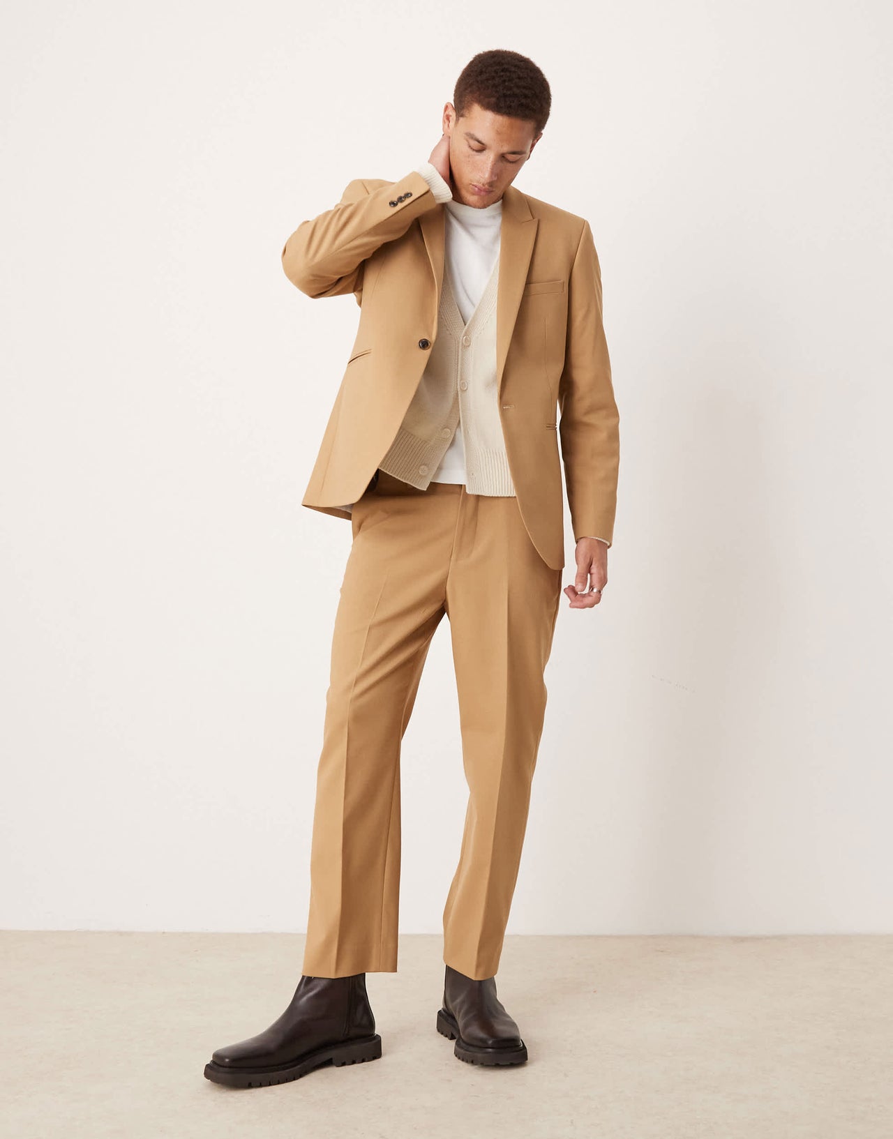 ASOS DESIGN regular suit jacket in camel twill