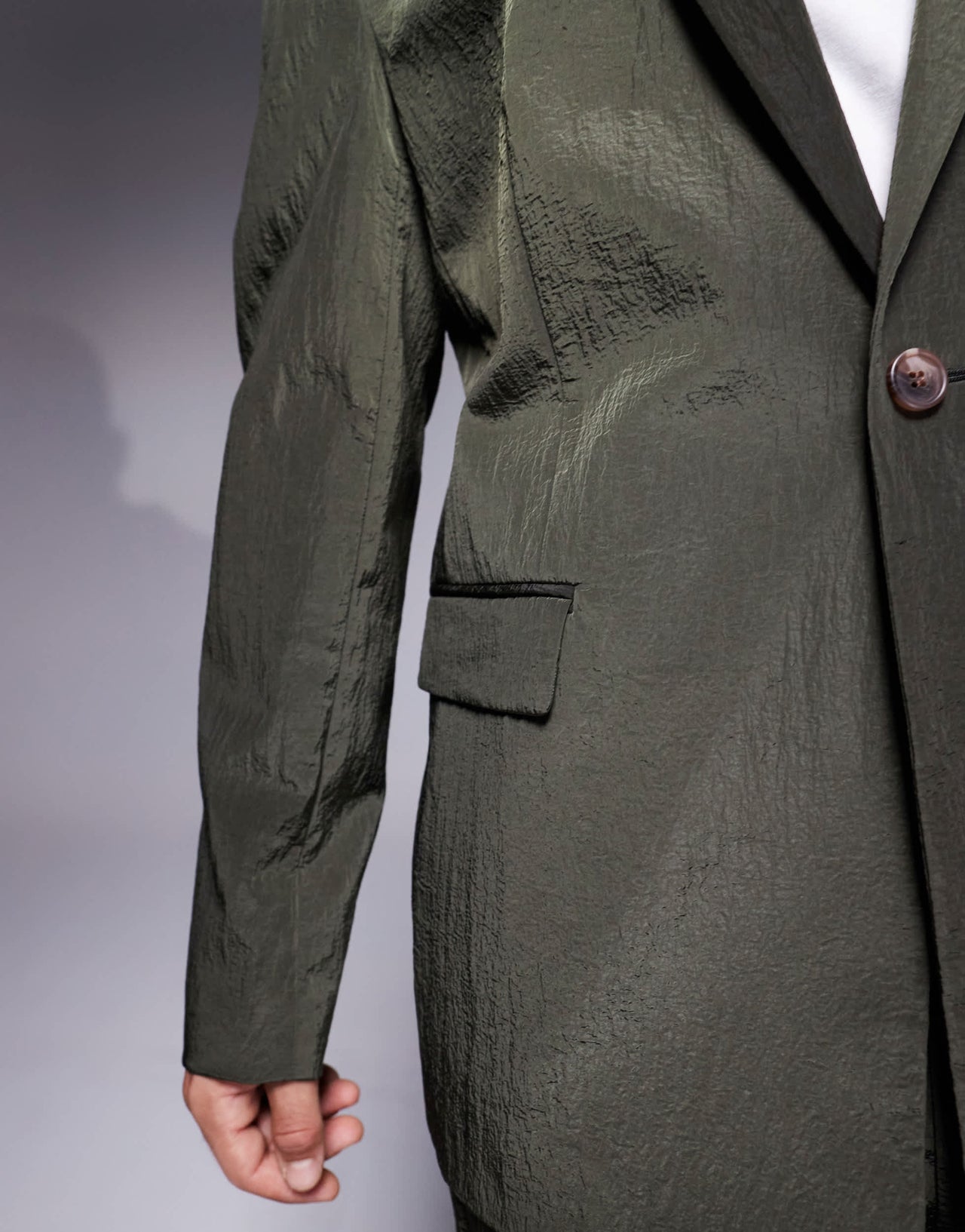 ASOS DESIGN slouchy regular suit jacket in khaki techy fabric