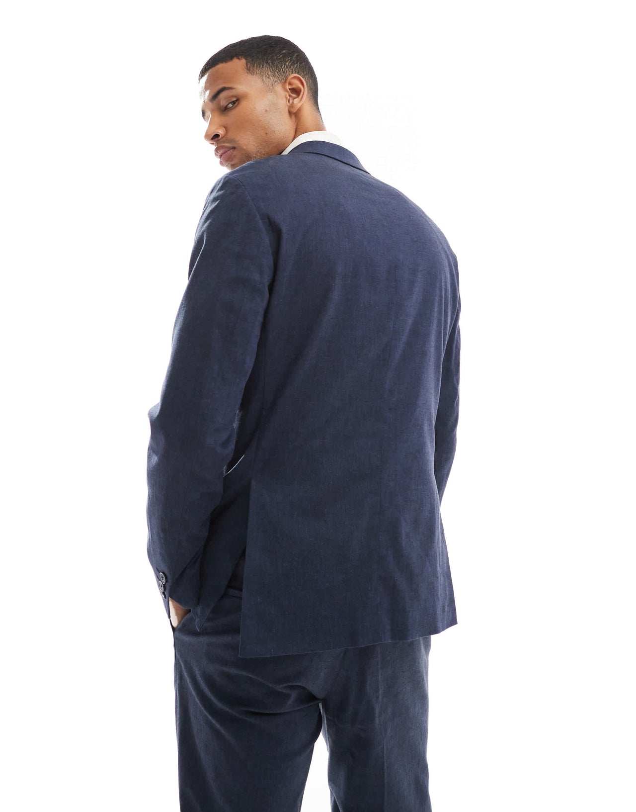 ASOS DESIGN slim suit jacket in tonal navy check