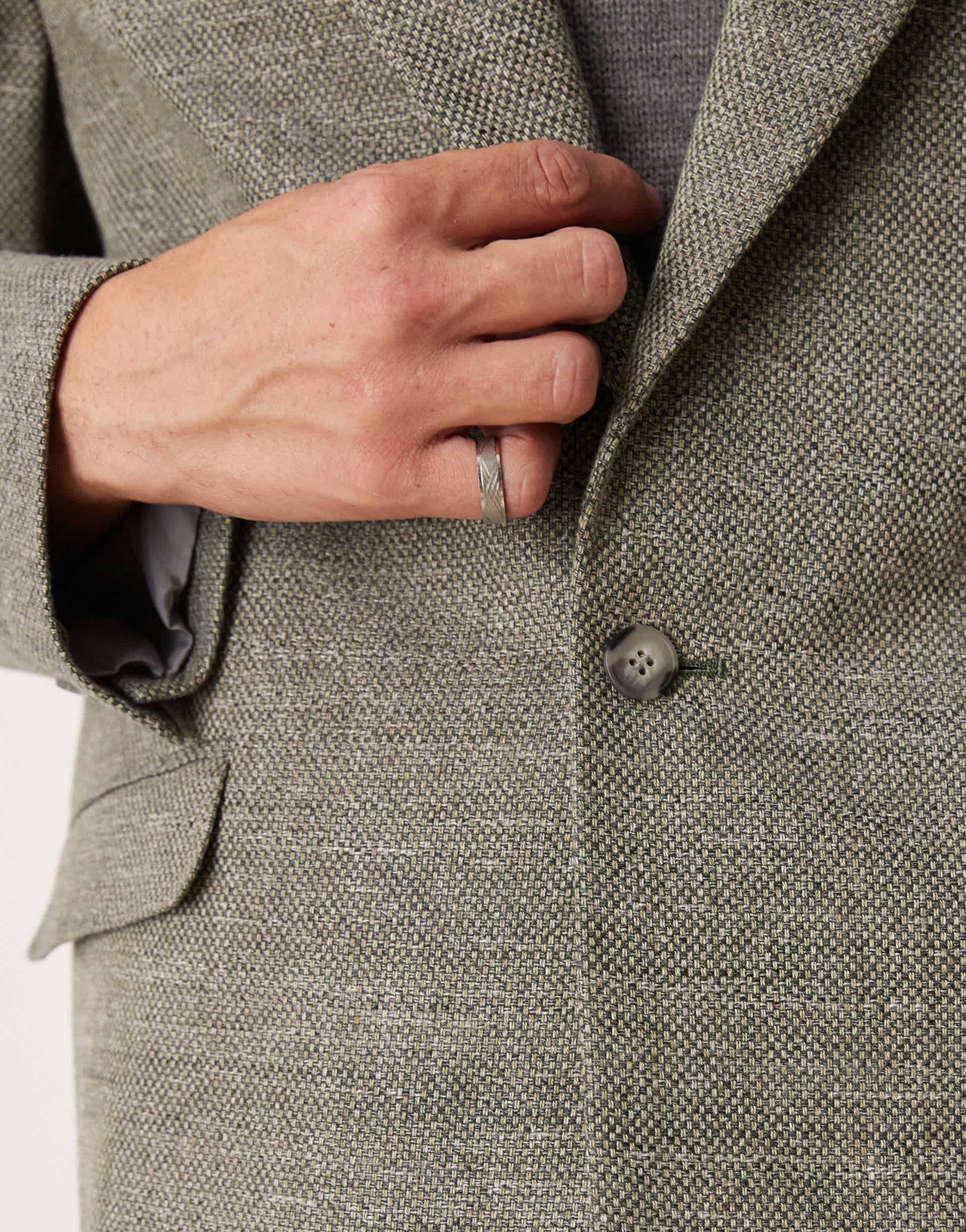 ASOS DESIGN relaxed slouchy dad suit jacket in green tweed