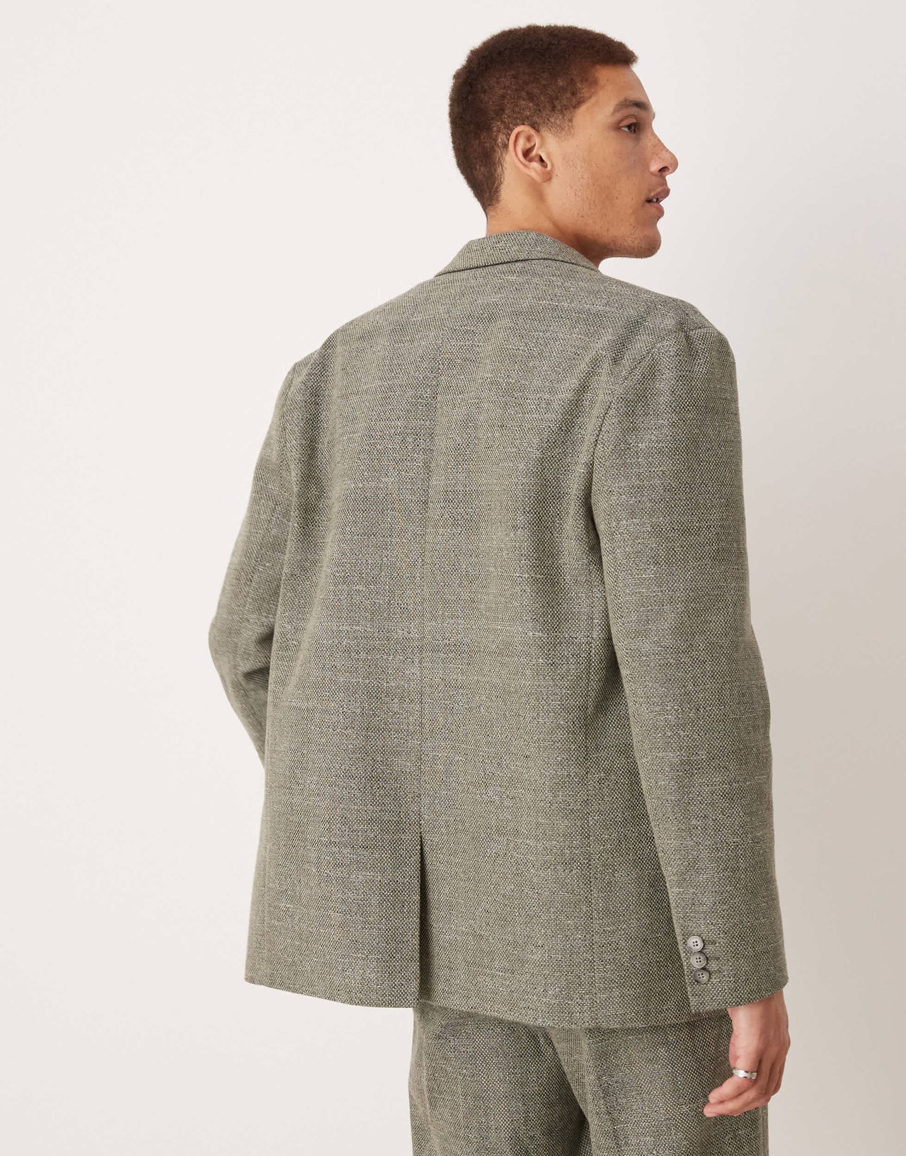 ASOS DESIGN relaxed slouchy dad suit jacket in green tweed