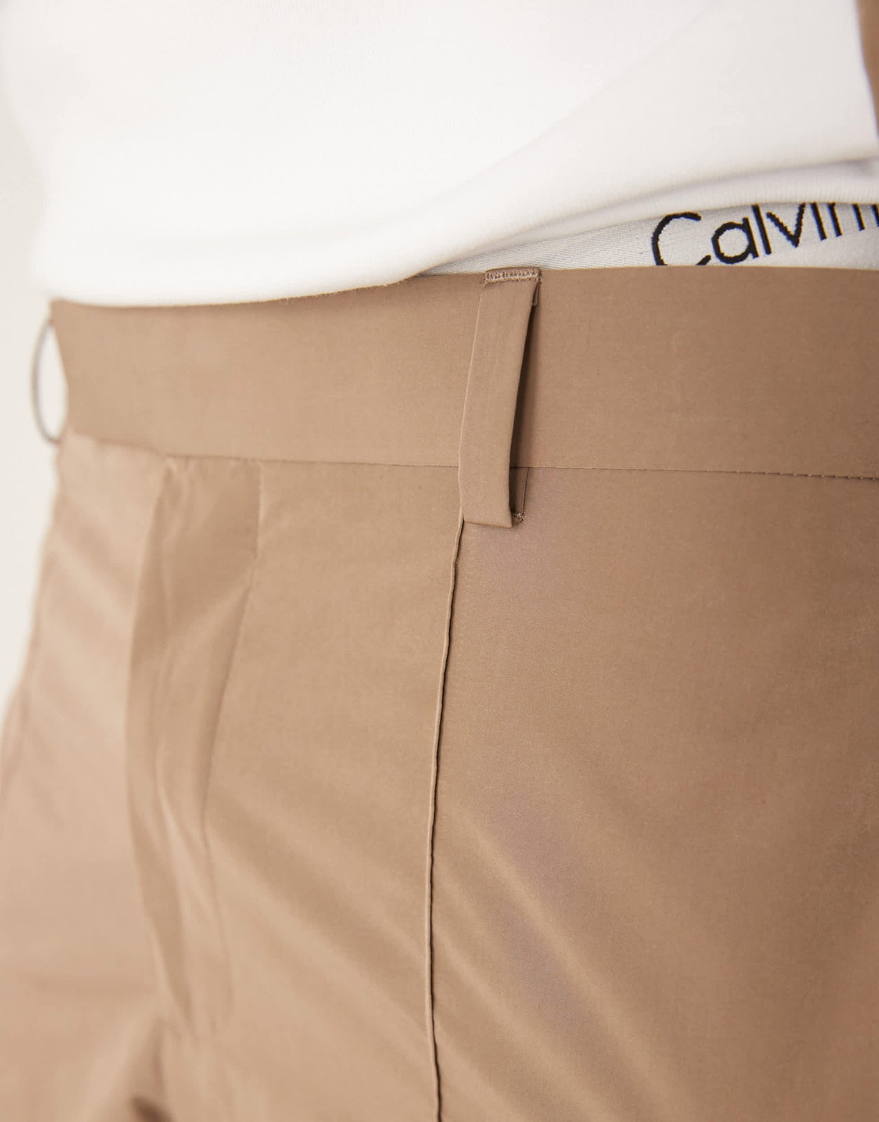 ASOS DESIGN wide leg smart co-ord trousers in brown tech fabric with elasticated waist