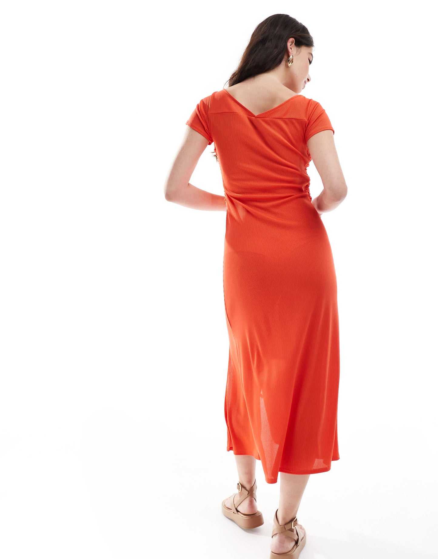 Closet London cross front midi dress in fiery red
