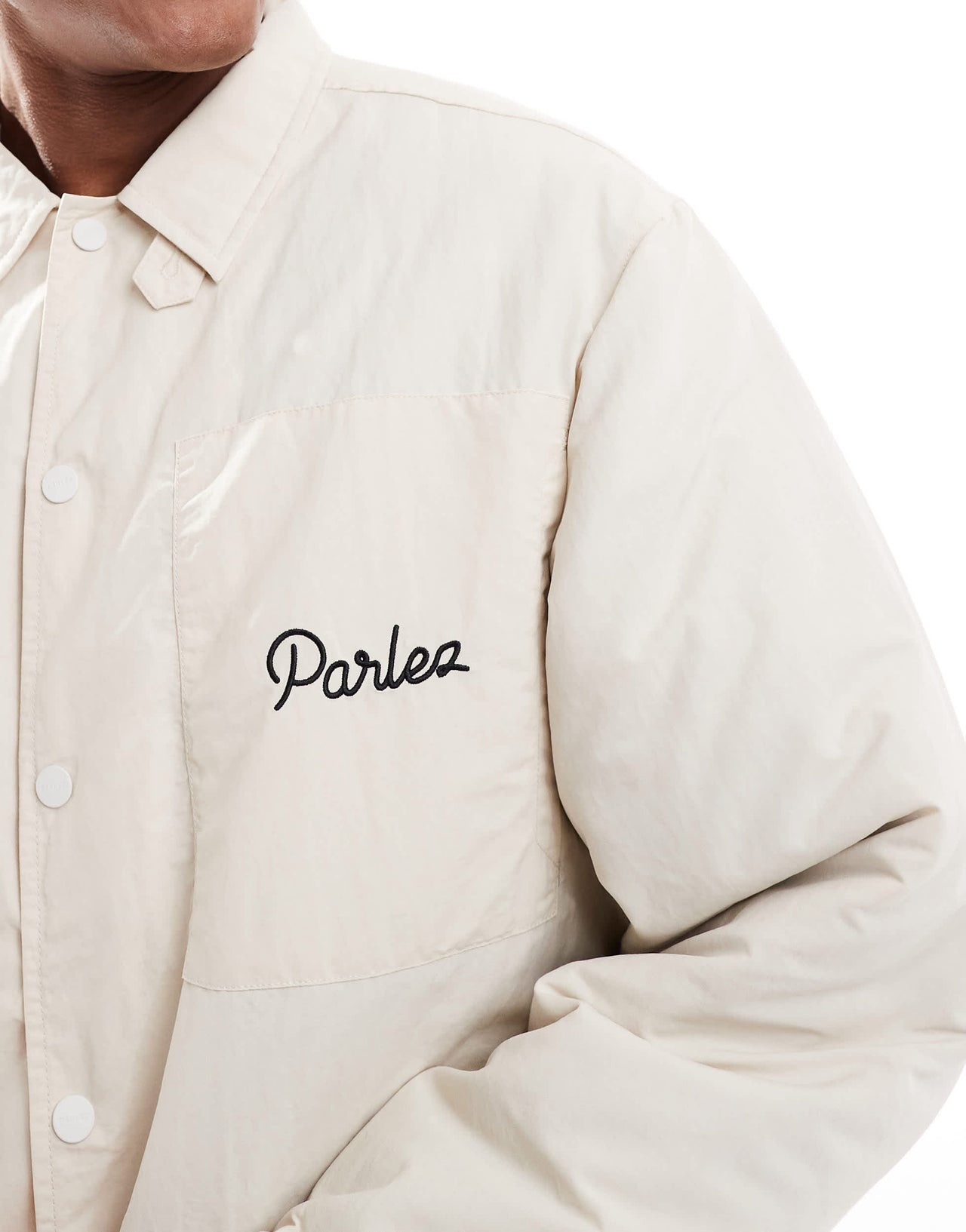 Parlez fulton logo coach jacket in off white