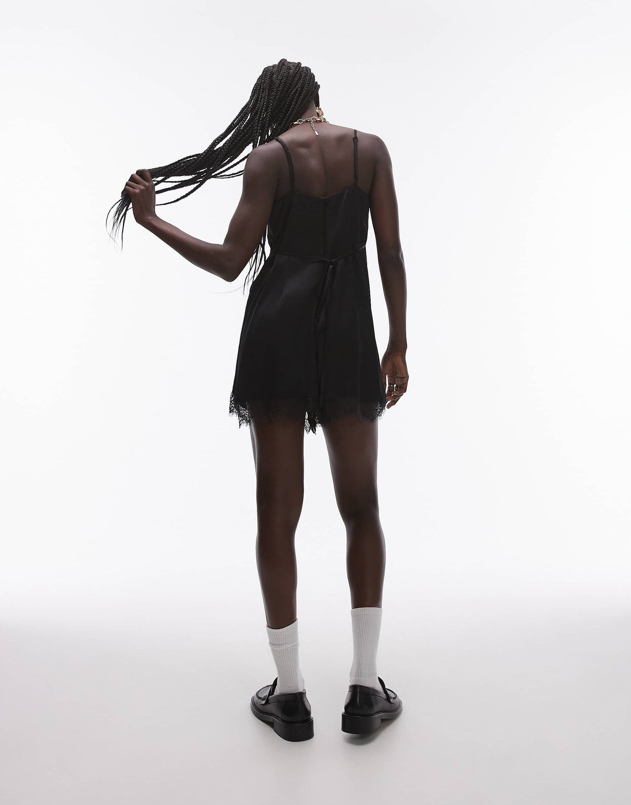 Topshop lace cami playsuit in black