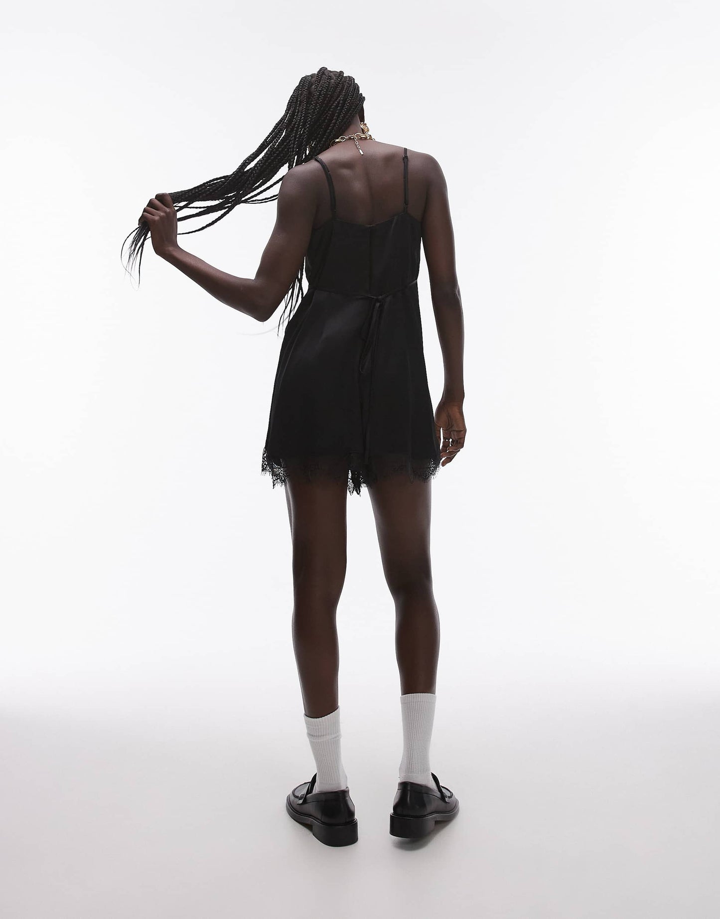 Topshop lace cami playsuit in black
