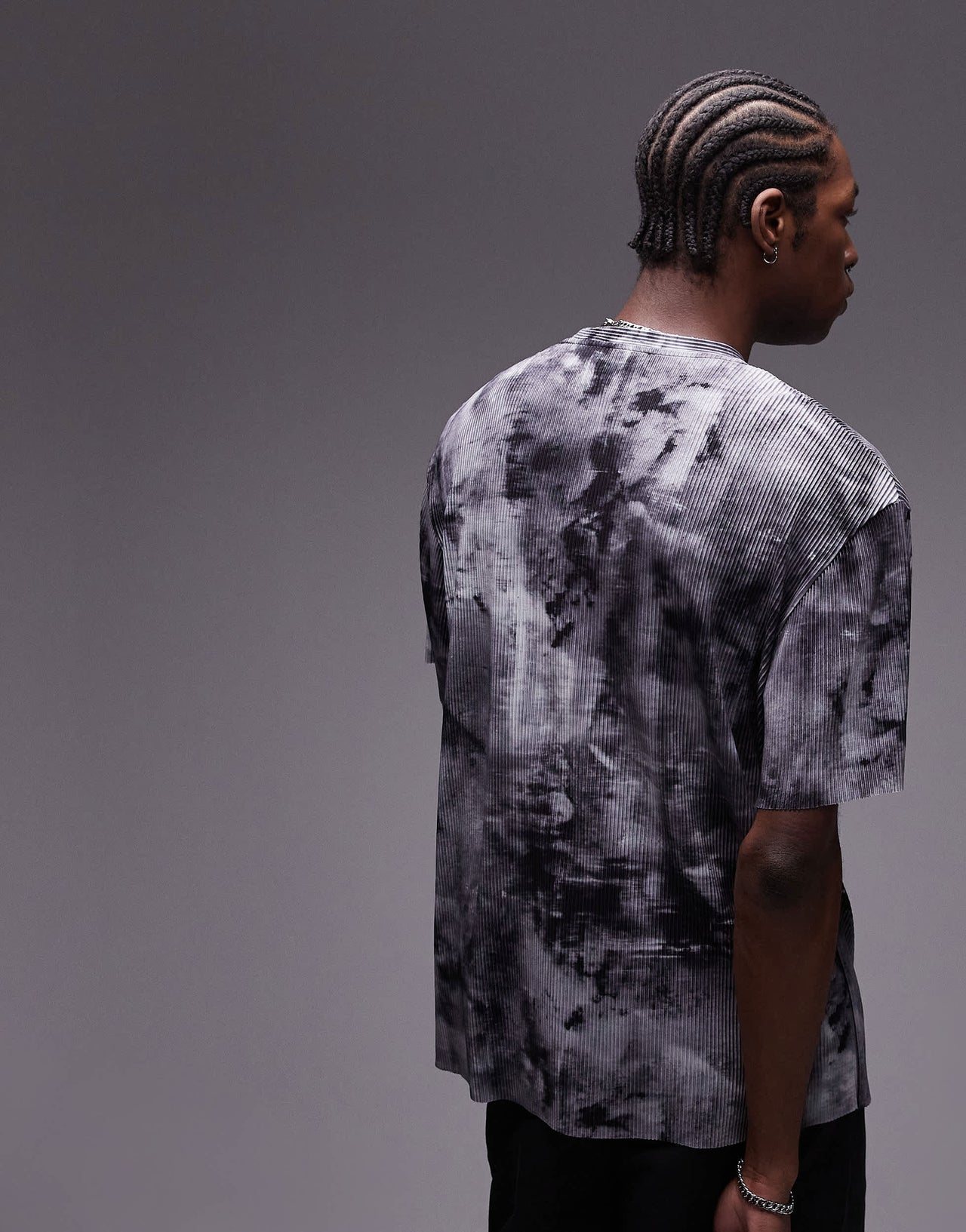 Topman relaxed fit printed plisse t-shirt in grey