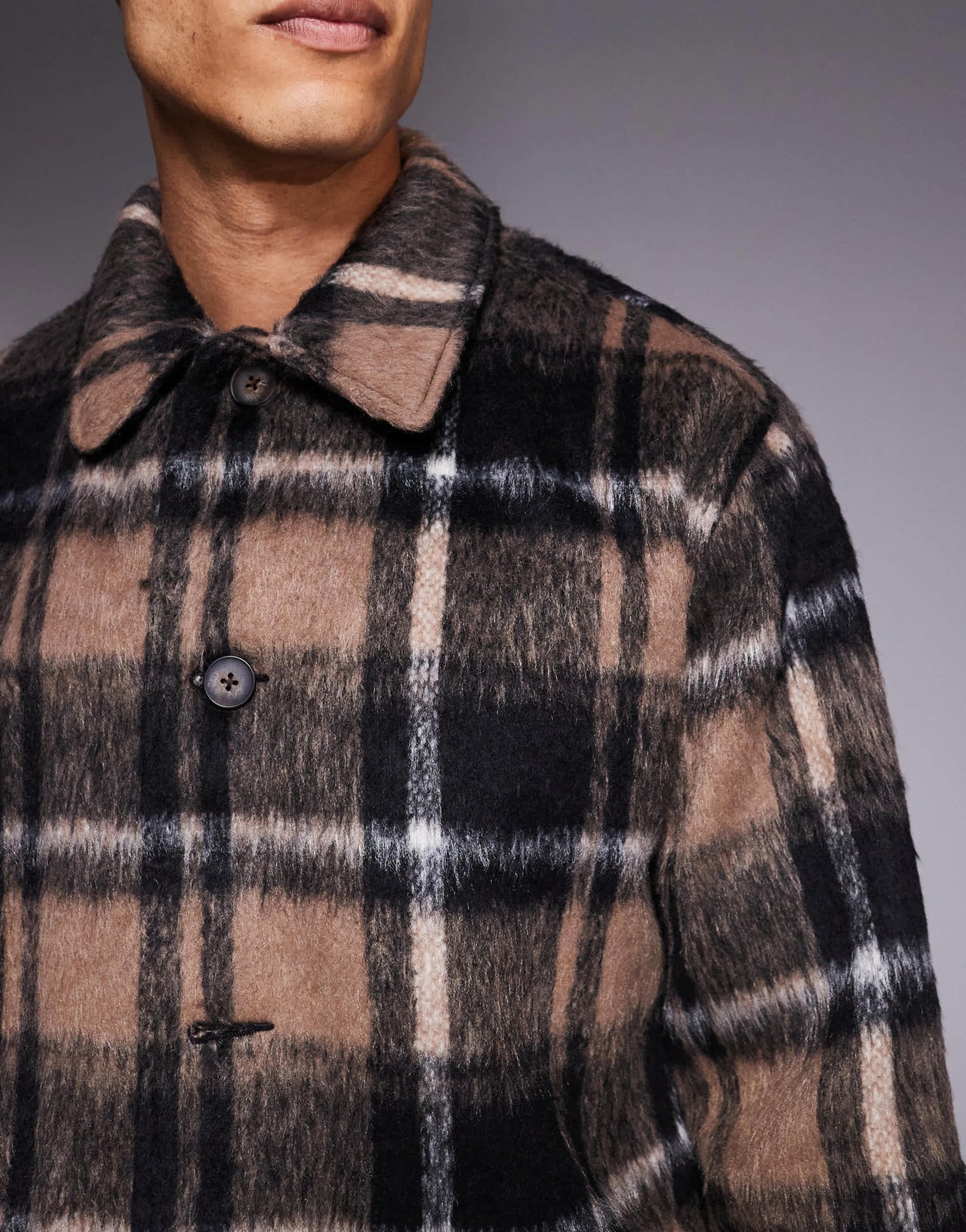 ASOS DESIGN wool look harrington jacket in black check - BLACK