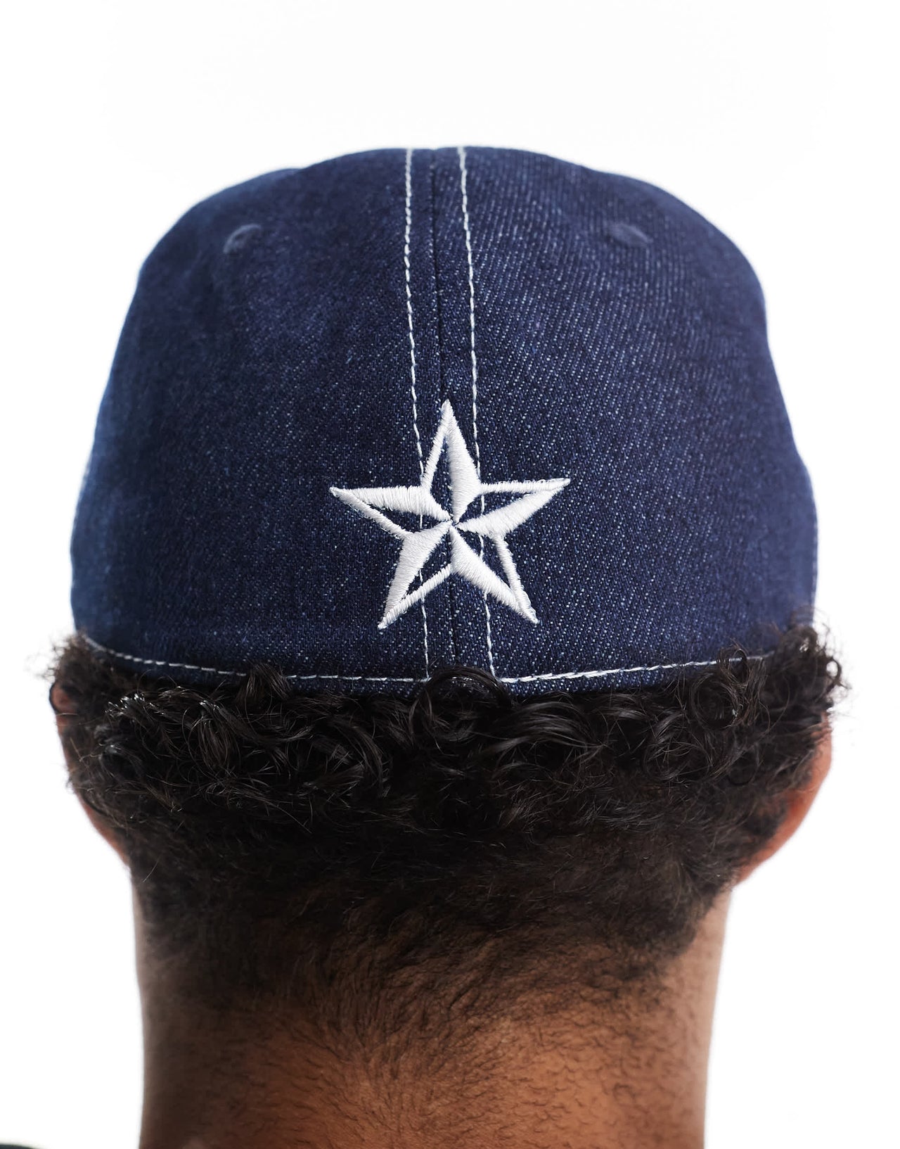 ASOS DESIGN y2k fitted cap in denim with embroidery and topstitch detail