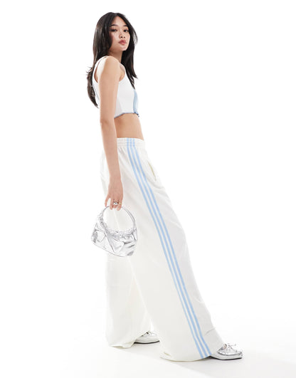 Denim Project seam detail crop tank top in blue and white