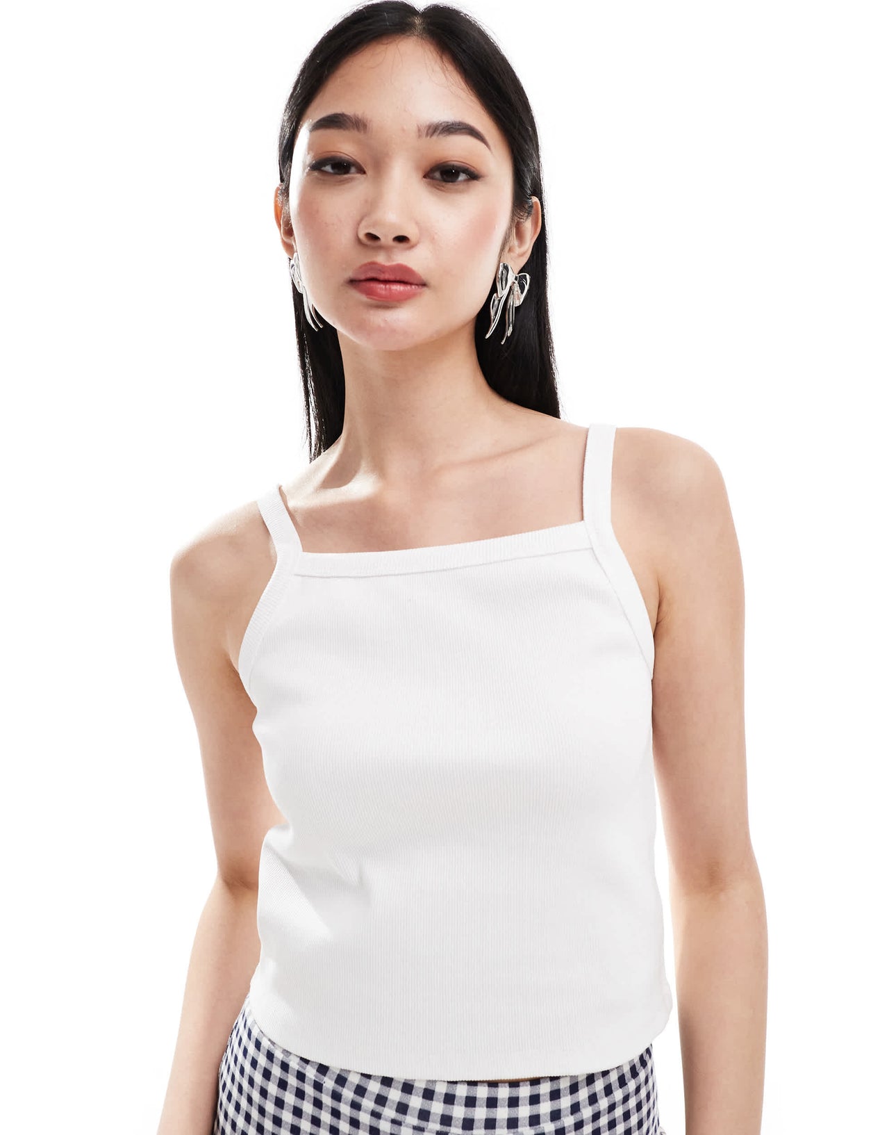Denim Project ribbed  top in white