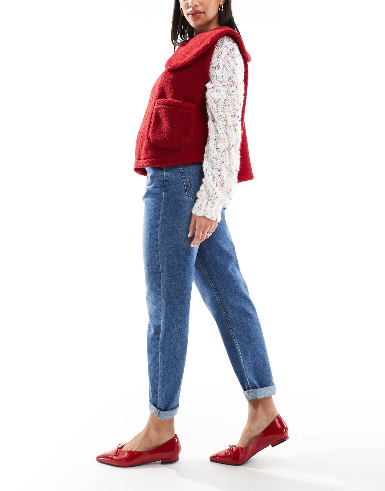 DTT Veron relaxed fit mom jeans in mid blue