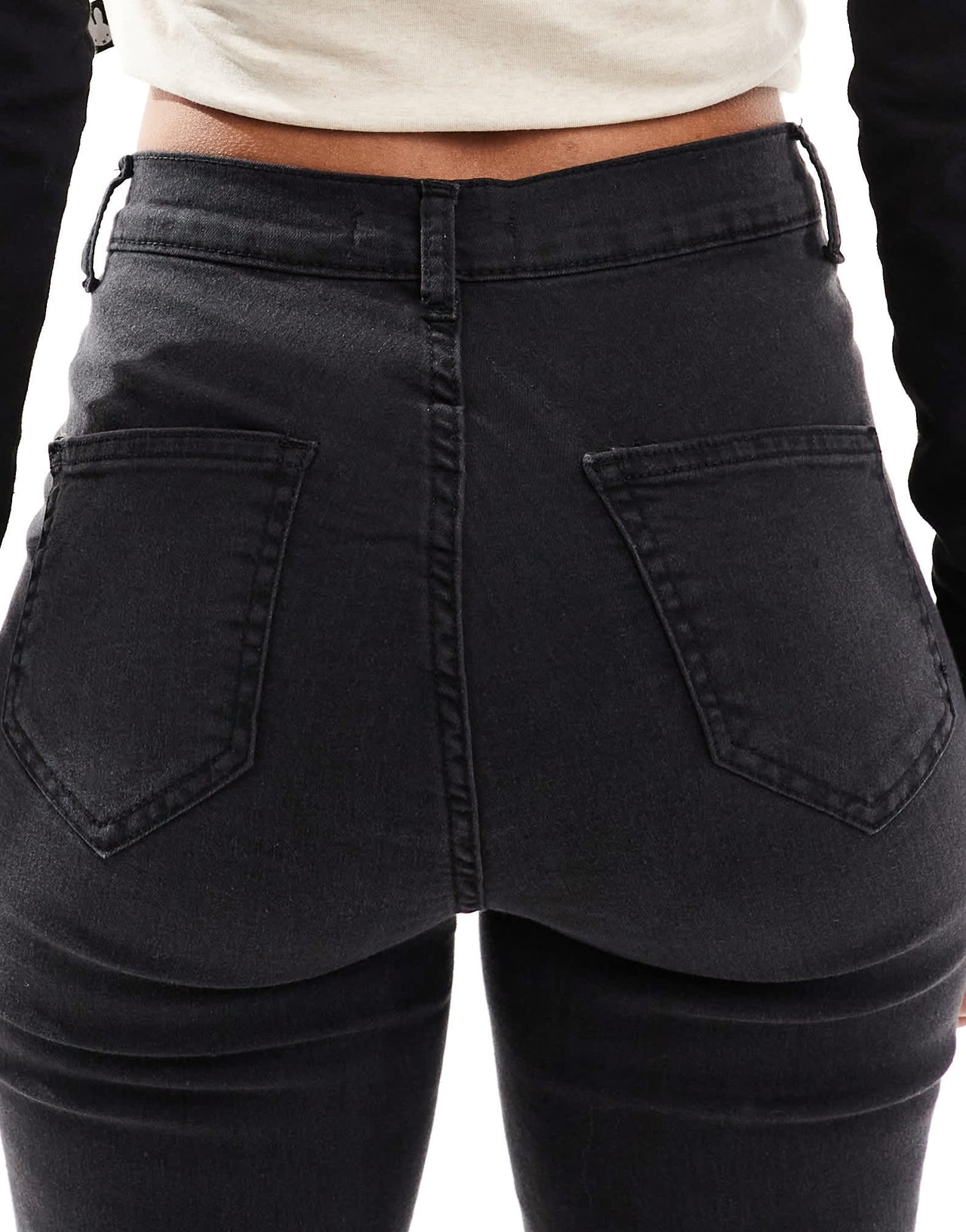 DTT Bianca high waist flared jeans in washed black