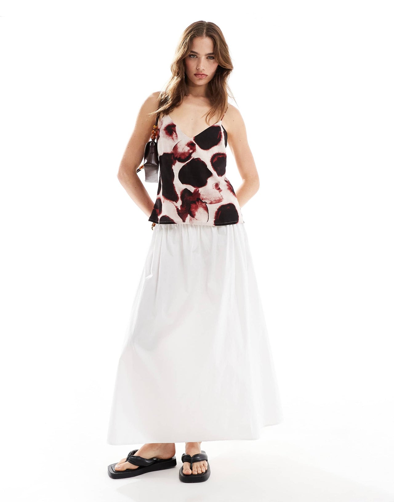 ASOS DESIGN v neck cami in blurred spot print