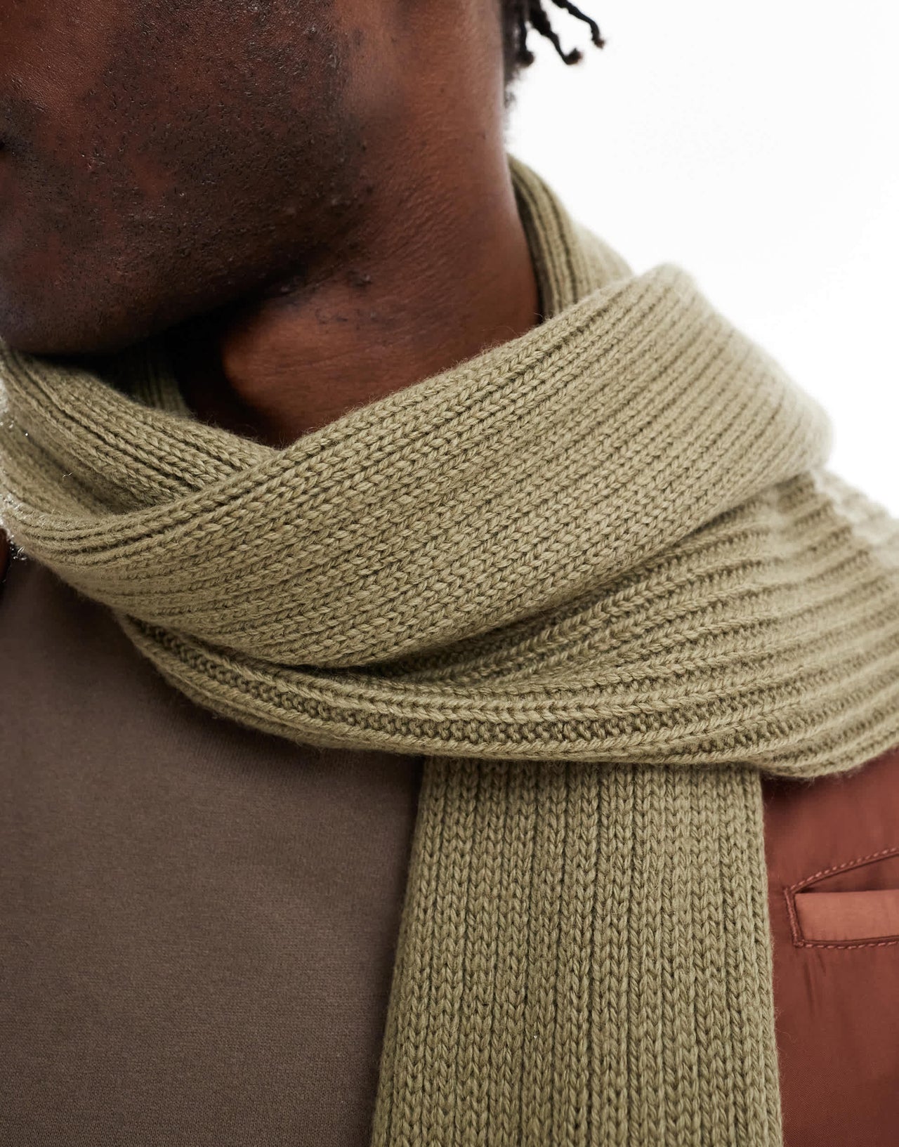 Dickies knitted scarf in khaki green