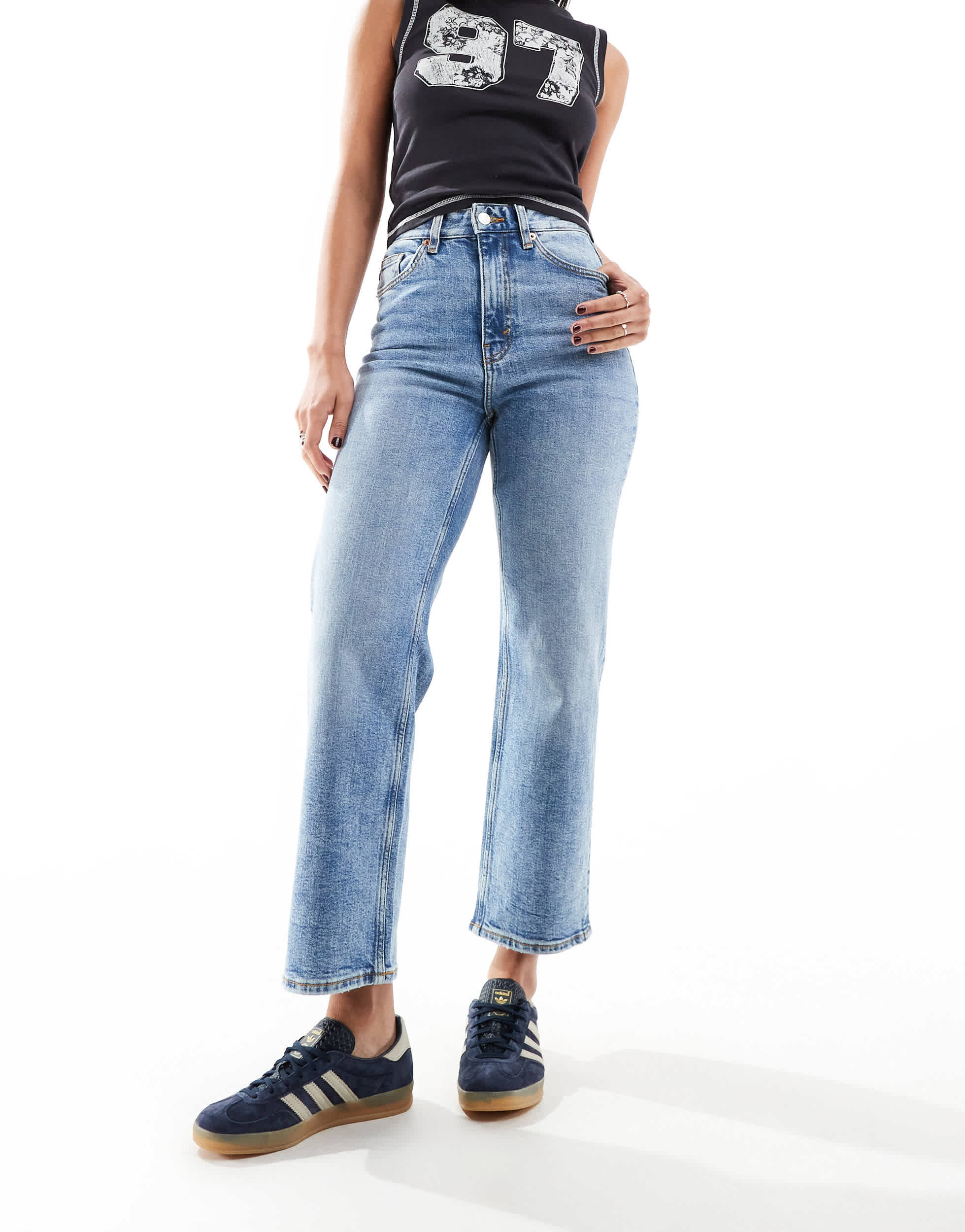 Monki Zami high waist straight leg jeans in vintage blue