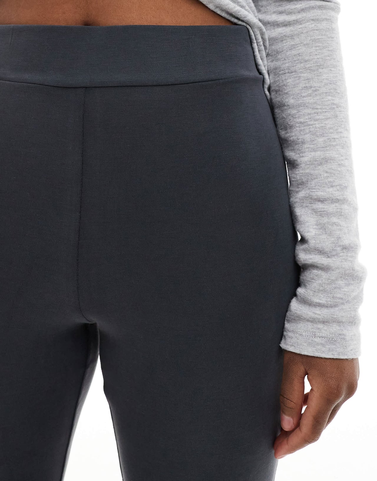 Monki super soft low waist flare jersey trousers in black